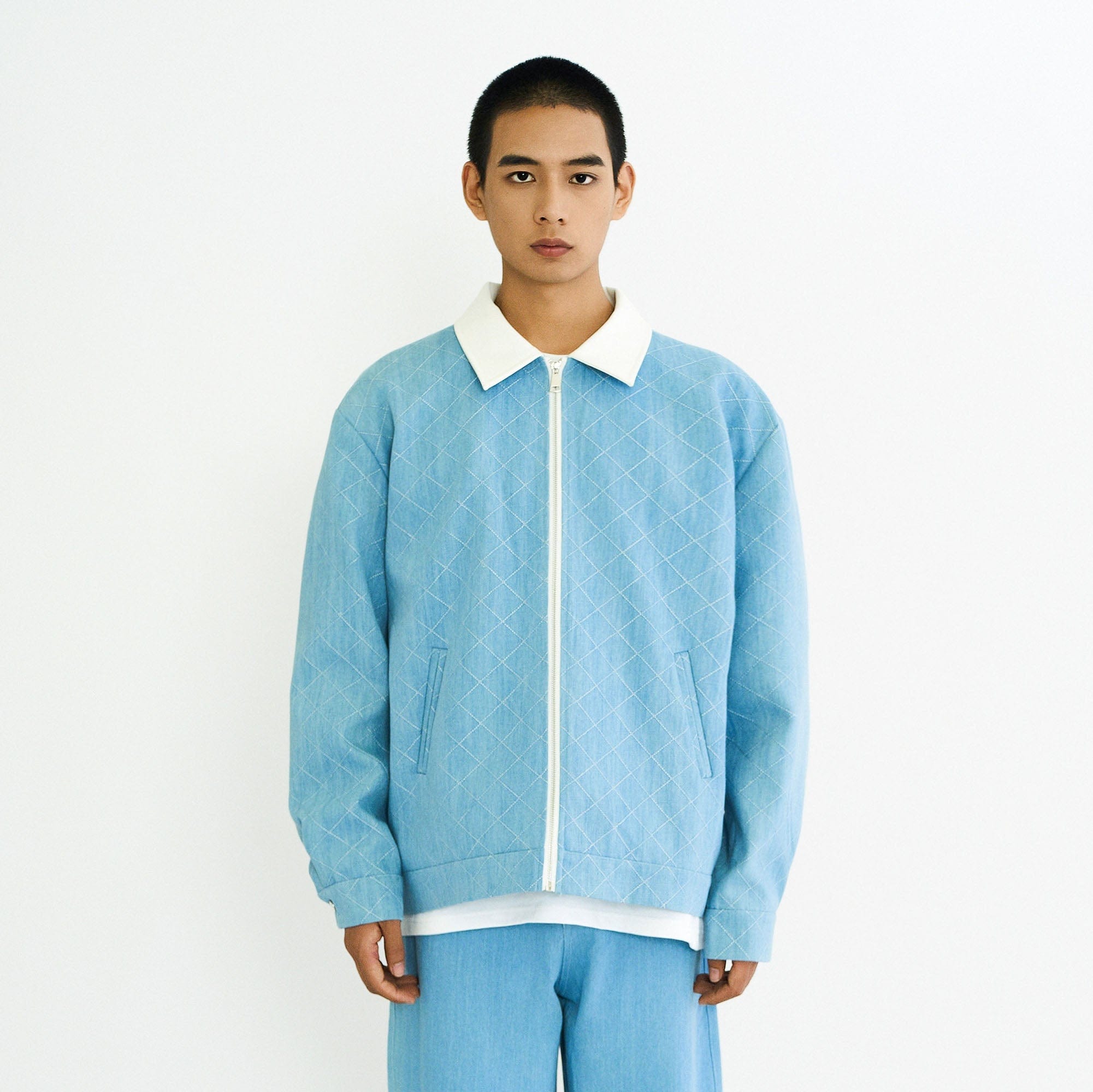 WIID Quilt-Stitch Contrast Collar Jacket-Jacket-M-Free Shipping Leatheretro