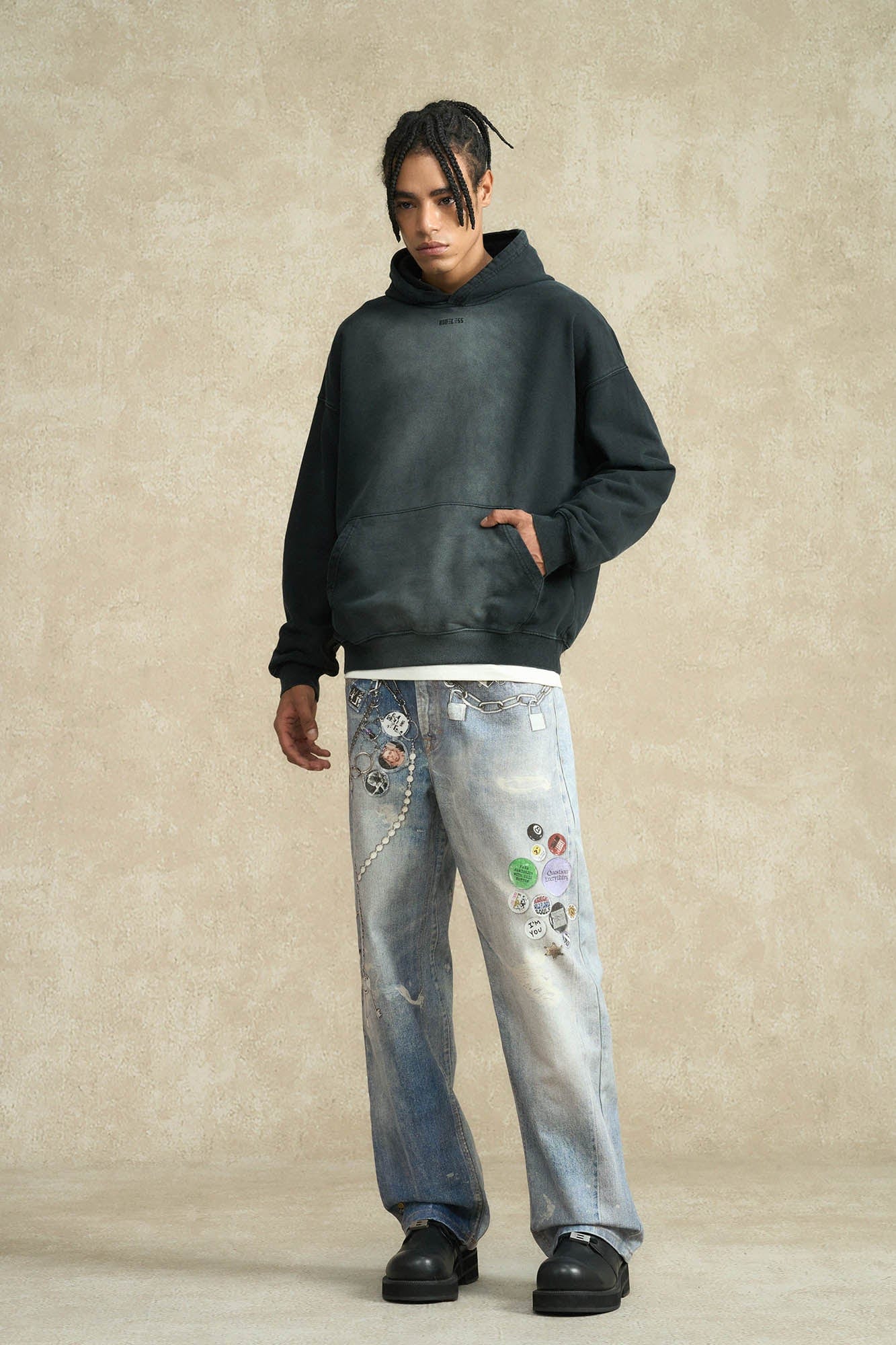 BONELESS Retro Chain Graphic Washed Jeans-Jeans-S-Free Shipping Leatheretro