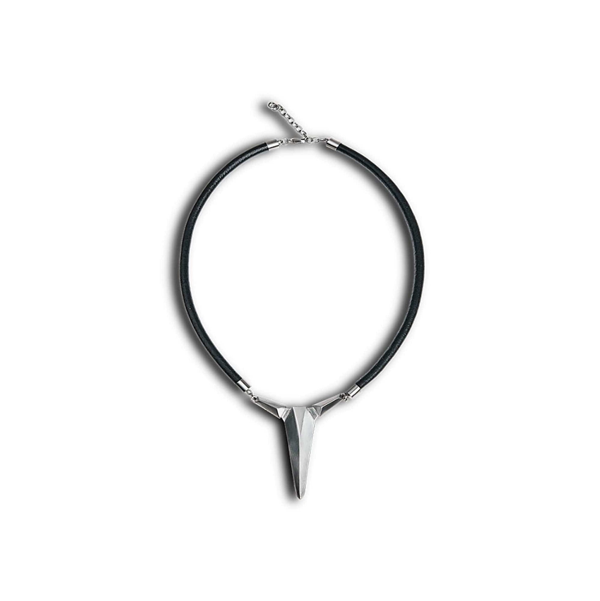 SSIN7 Spike Pendant Faux Leather Necklace-Necklace-Silver-Free Shipping Leatheretro