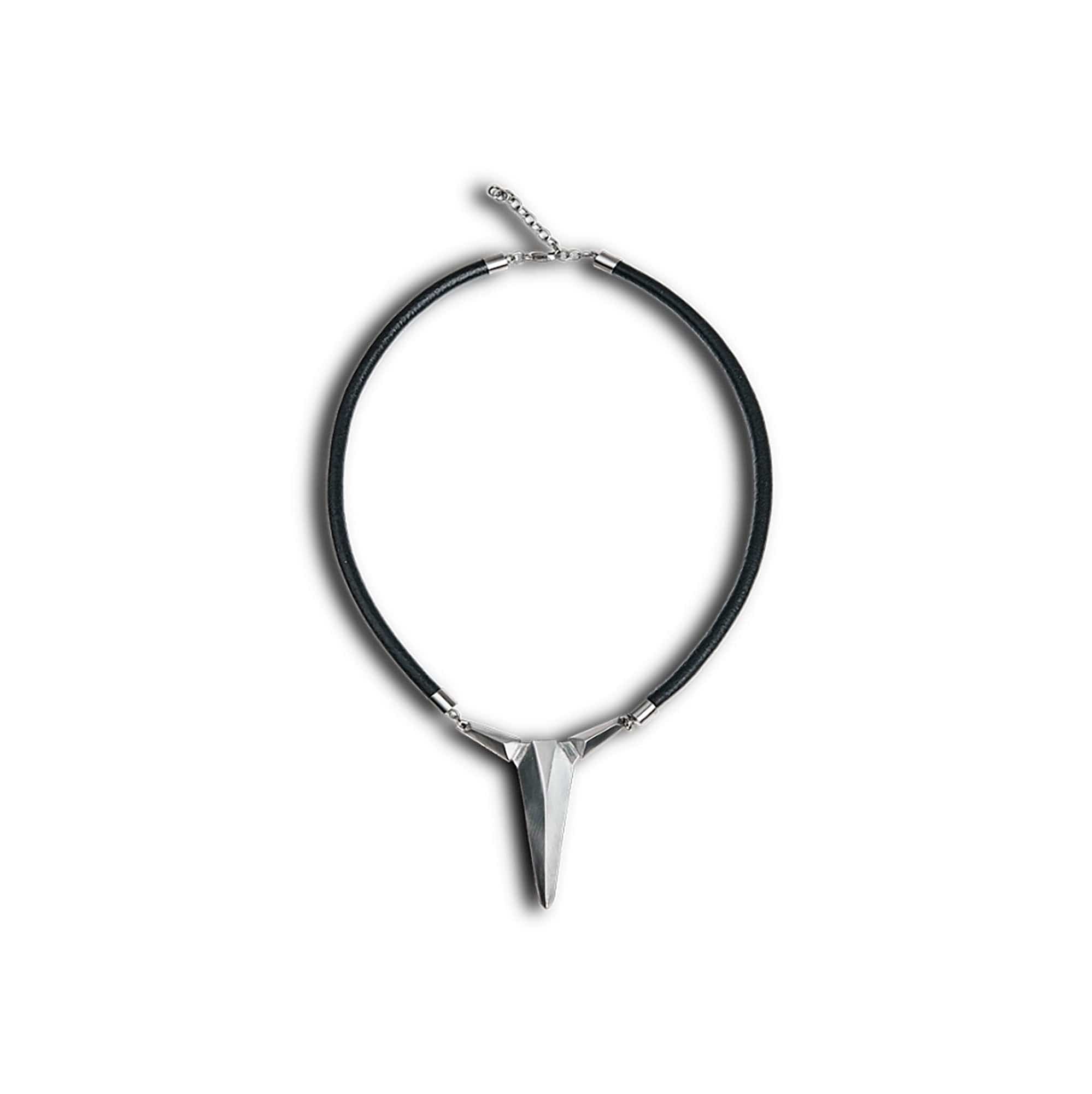 SSIN7 Spike Pendant Faux Leather Necklace-Necklace-Silver-Free Shipping Leatheretro