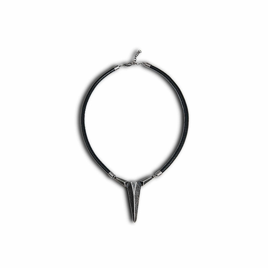 SSIN7 Spike Pendant Faux Leather Necklace-Necklace-Silver-Free Shipping Leatheretro