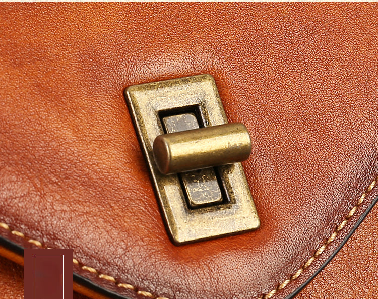 Full-Grain Leather Envelope Handbag for Women | Premium Structured Shoulder & Crossbody Bag-Messenger Bags-Brown-Free Shipping Leatheretro