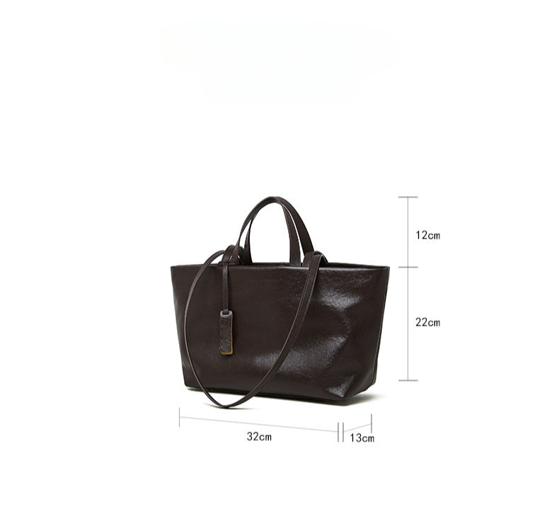 Genuine Leather Large Capacity Tote Bag for Women-Handbags-Black-32*13*22-Free Shipping Leatheretro