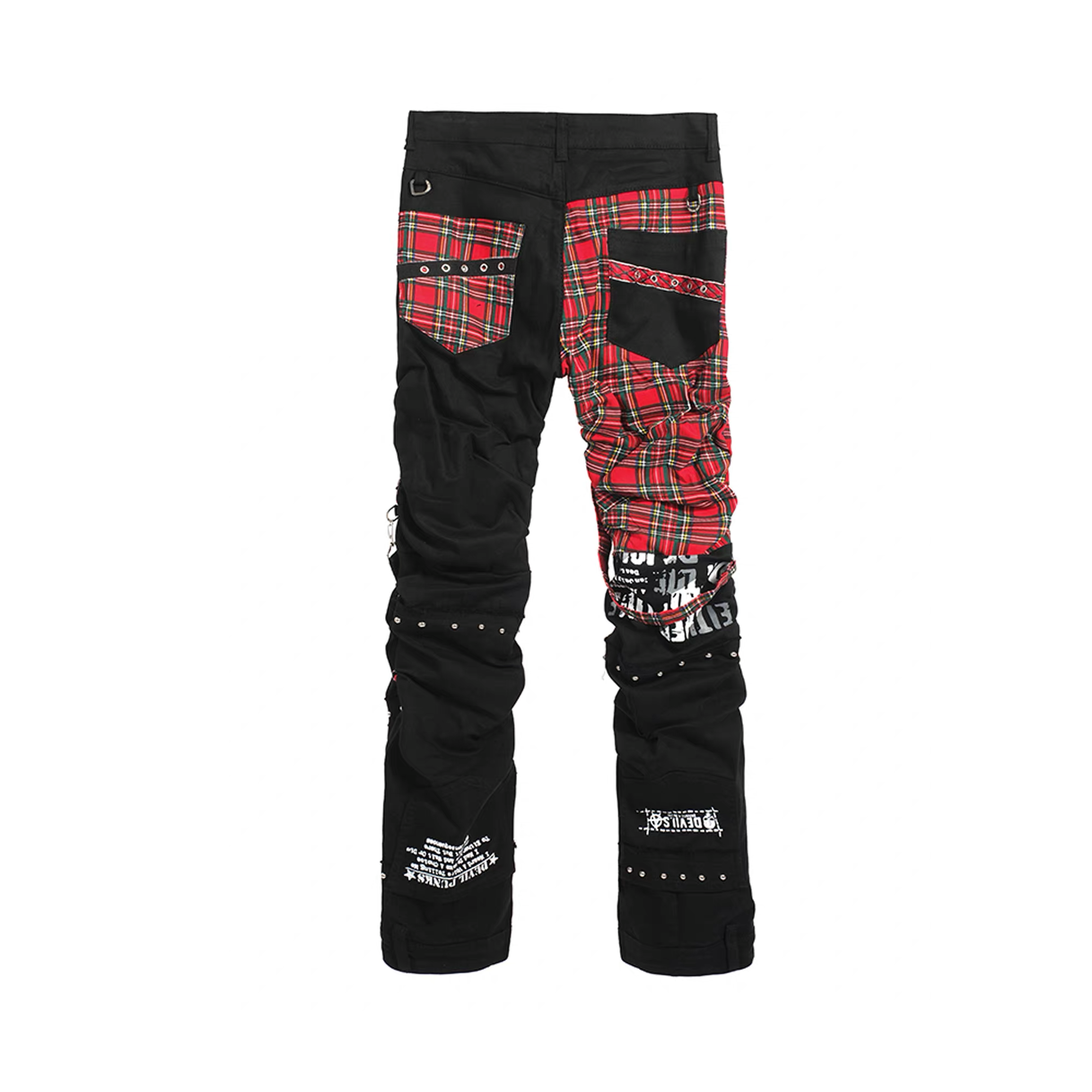 NOTHINGNESS WORLD Punk Plaid Strappy Ruched Pants-Pants-S (Preorder)-Free Shipping Leatheretro