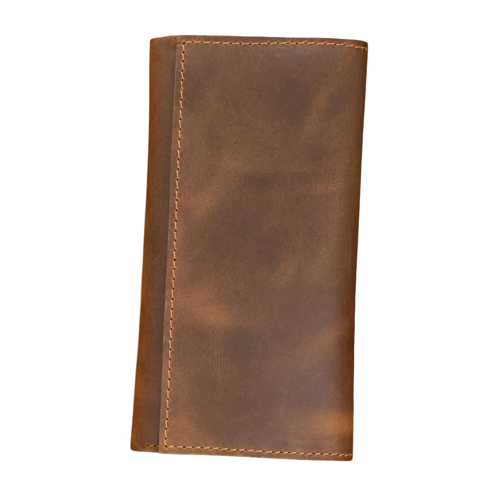 Men's Vintage Pull-Up Leather Long Wallet - Large Capacity Cowhide Clutch-Wallets & Money Clips-Dark Brown-Free Shipping Leatheretro