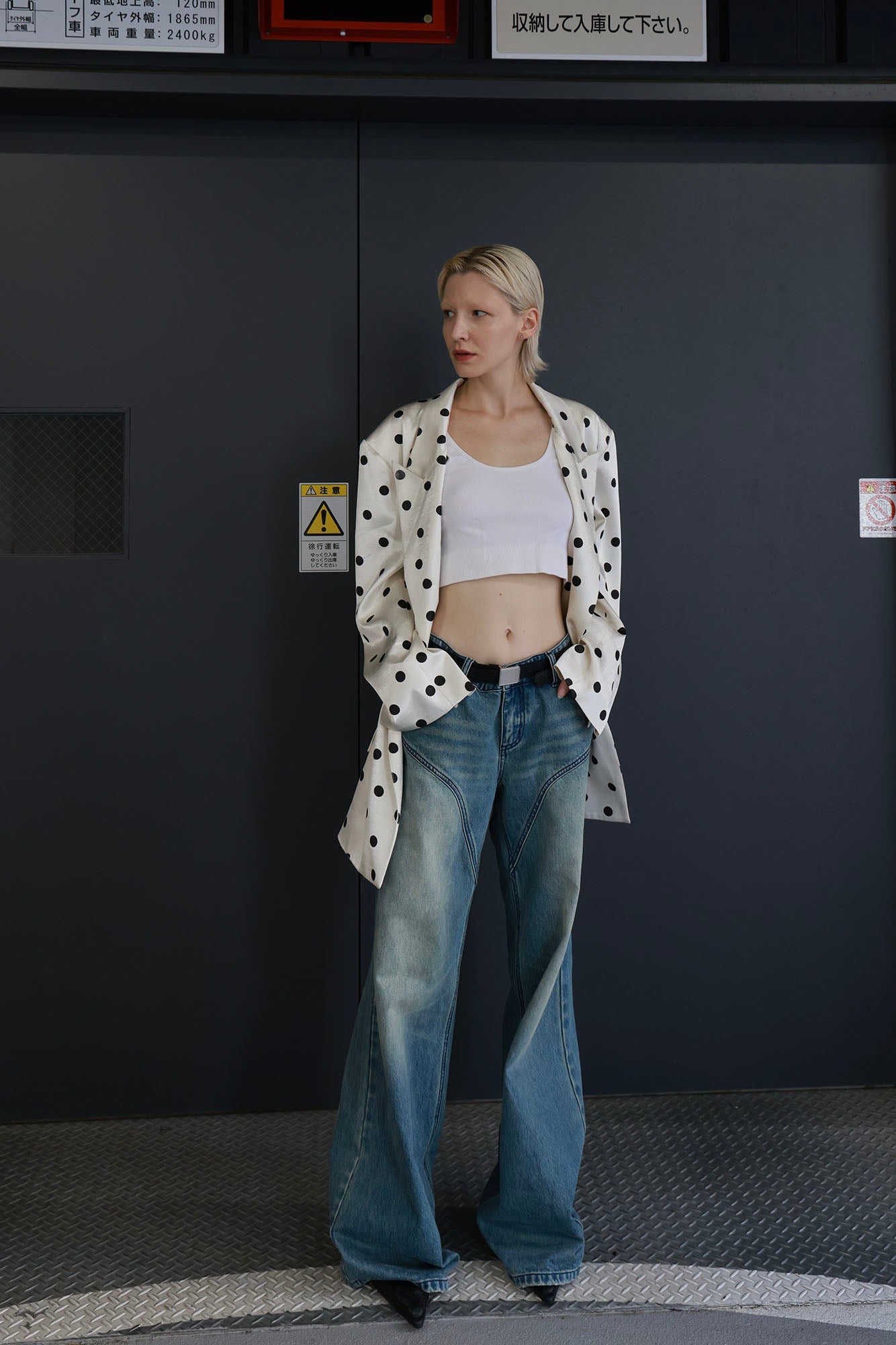 SOURPLUM Satin Polka-Dot Blazer-Jacket-S-Free Shipping Leatheretro