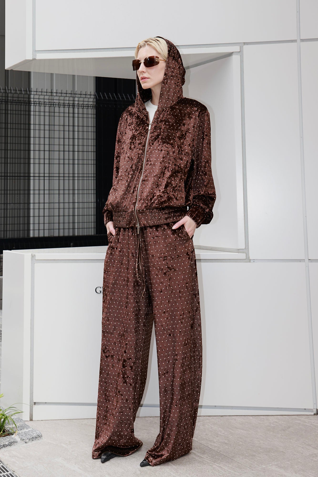 SOURPLUM Retro Polka-Dot Velvet Sweatpants-Pants-S-Free Shipping Leatheretro