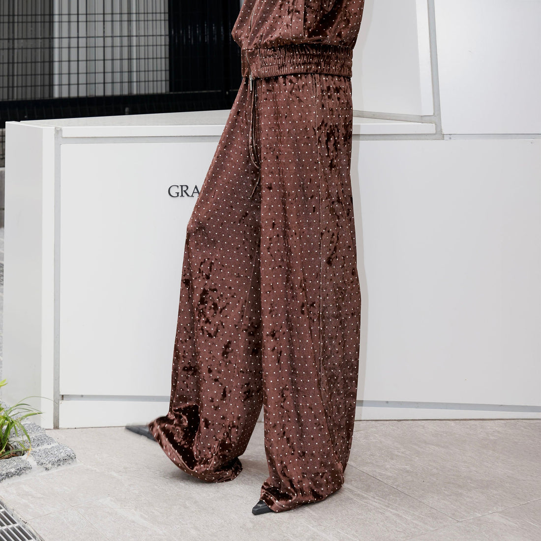 SOURPLUM Retro Polka-Dot Velvet Sweatpants-Pants-S-Free Shipping Leatheretro