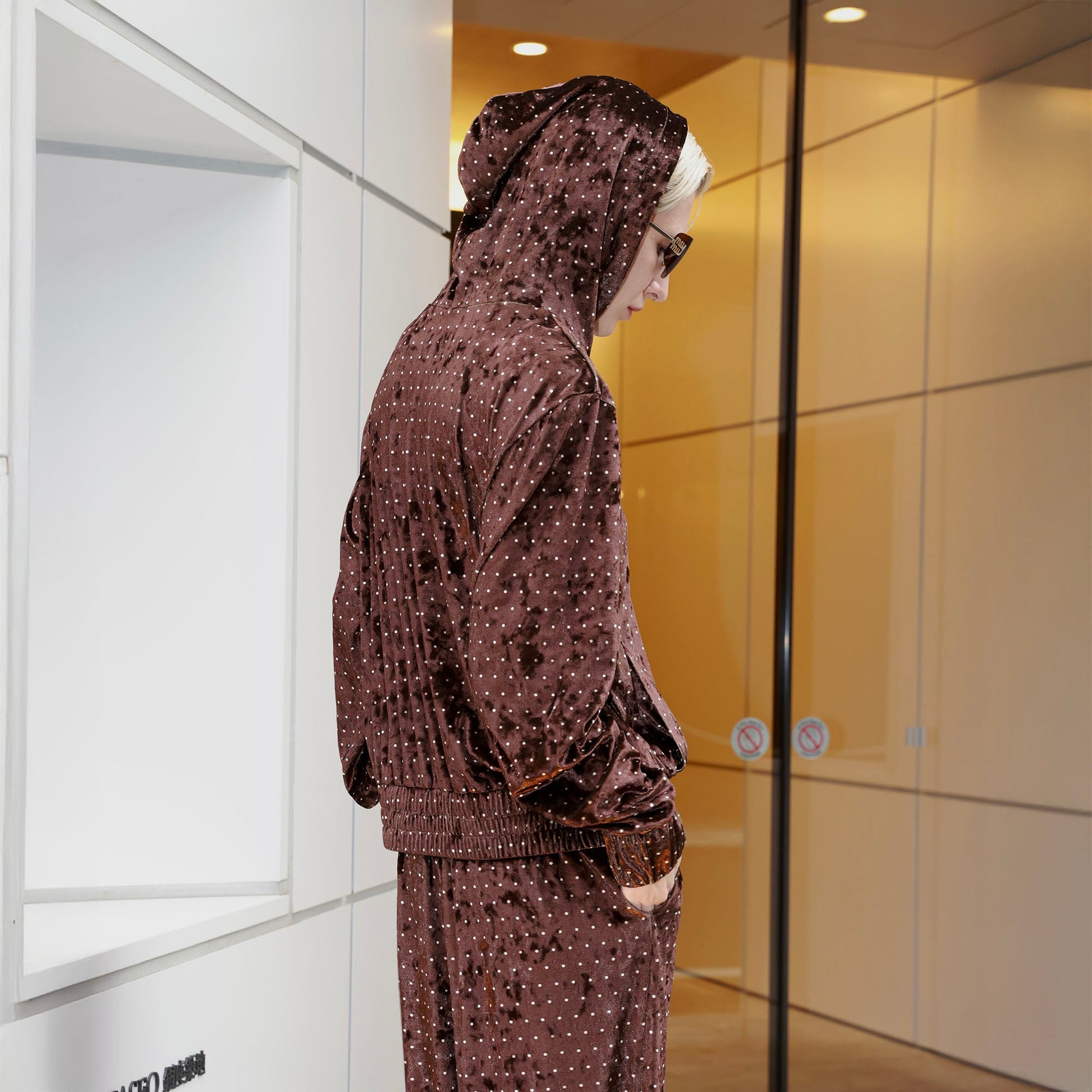 SOURPLUM Retro Polka-Dot Velvet Hooded Jacket-Jacket-S-Free Shipping Leatheretro