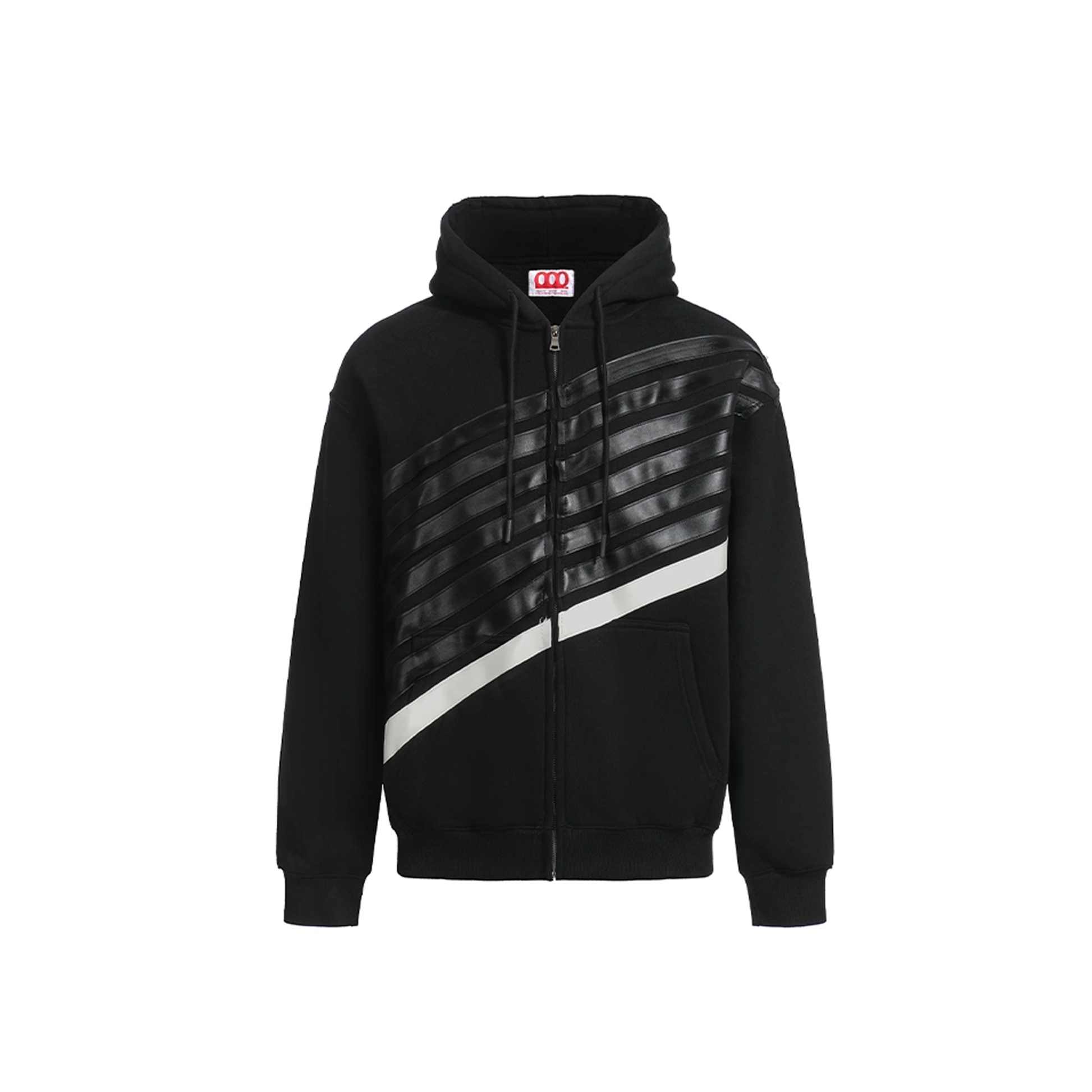 NOTHINGNESS WORLD Four-Stripe Zip-Up Hoodie-Jacket-S-Black-Free Shipping Leatheretro