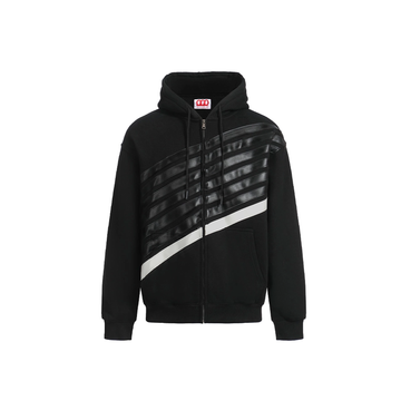 NOTHINGNESS WORLD Four-Stripe Zip-Up Hoodie-Jacket-S-Black-Free Shipping Leatheretro