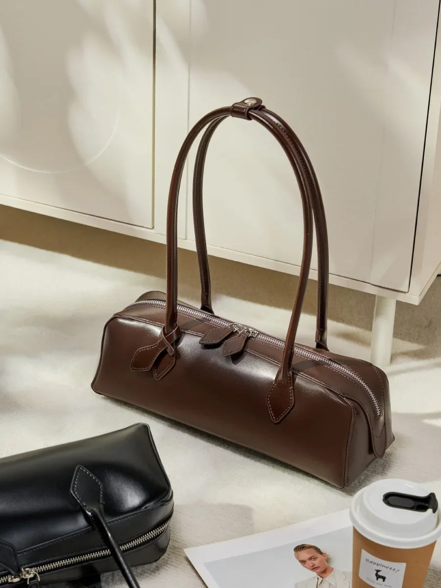Luxury Vintage Genuine Leather Bag - Korean Design Shoulder Handbags-Handbags-Black-Free Shipping Leatheretro