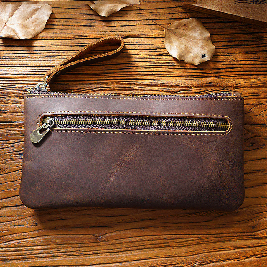 Retro Crazy Horse Leather Pencil Case - Creative Portable Hand Grip Buggy Bag-Pencil Case-Coffee-Free Shipping Leatheretro