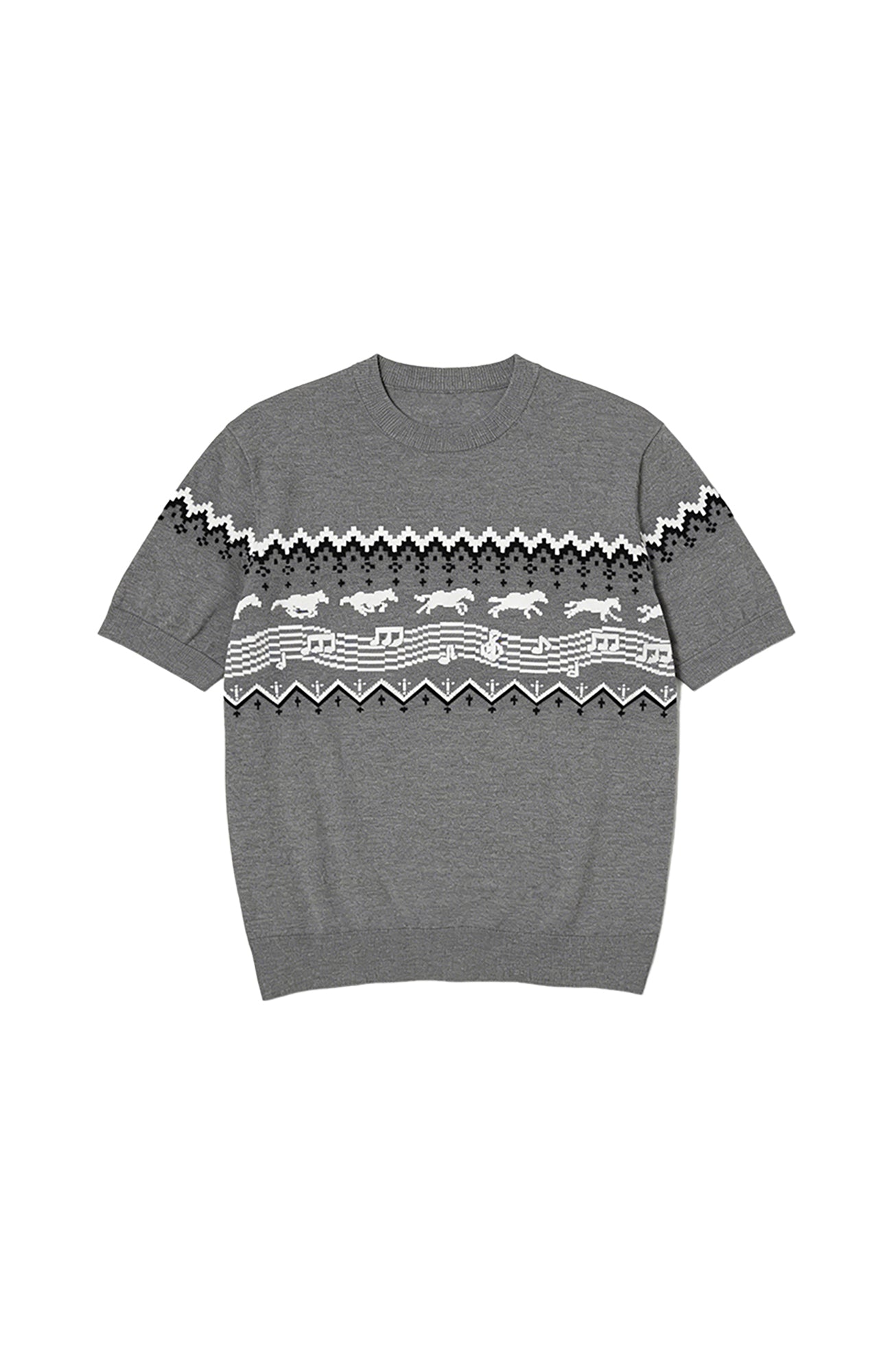 KREATE Horse Jacquard Knit Tee-T Shirt-S (Preorder)-Black-Free Shipping Leatheretro