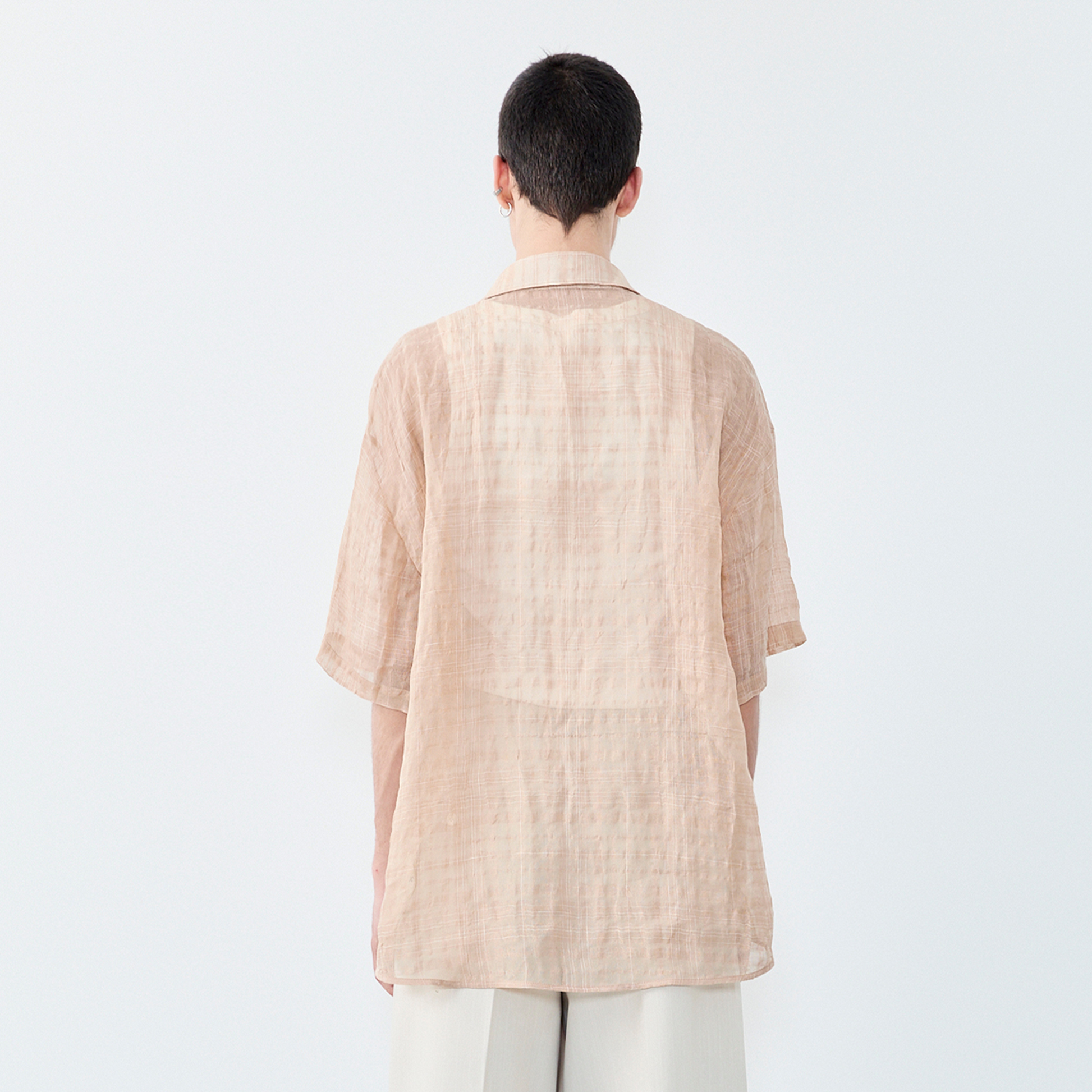 GRAINMUSTARD Linen-Cotton Plaid Half Shirt-Half shirt-XS-Green (S M for preorder)-Free Shipping Leatheretro