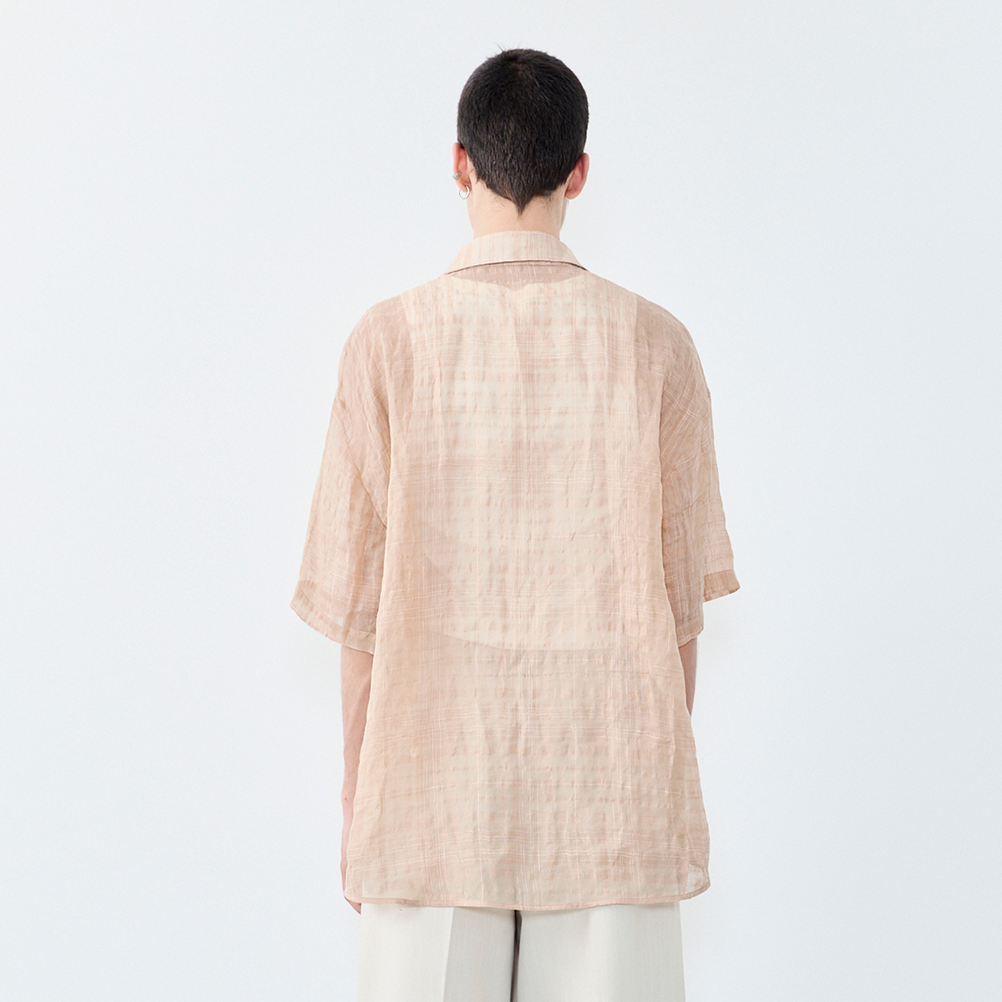 GRAINMUSTARD Linen-Cotton Plaid Half Shirt-Half shirt-XS-Green (S M for preorder)-Free Shipping Leatheretro