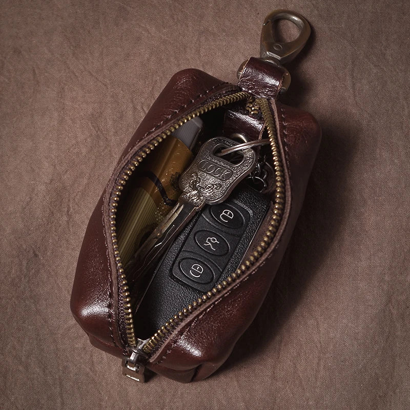 Vintage Cowhide Leather Car Key Case - Hanging Housekeeper Home Organizer-Key Case-Coffee-Free Shipping Leatheretro