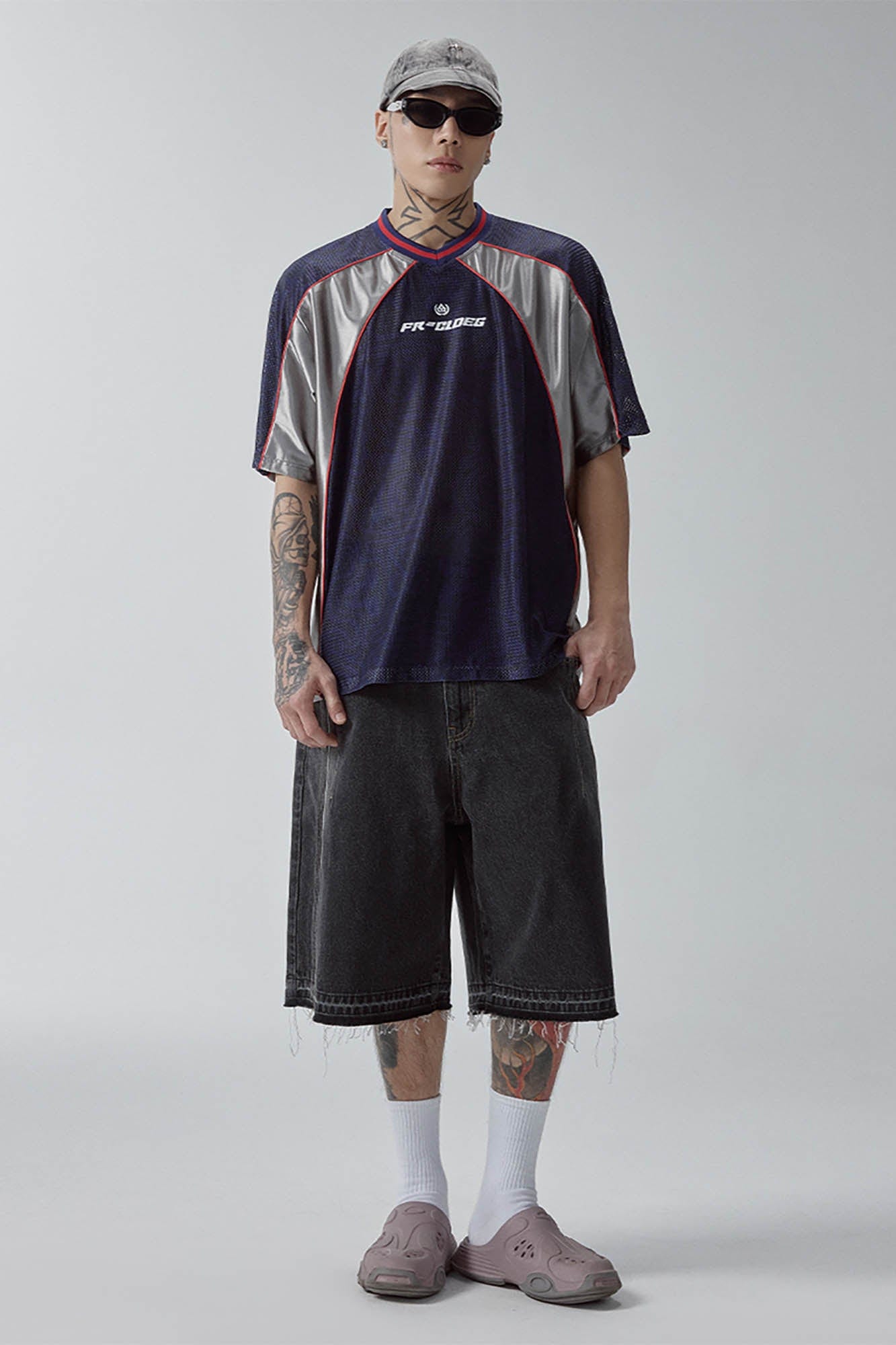 F2CE Raw-Hem Raised Seam Washed Denim Shorts-Shorts-S-Free Shipping Leatheretro