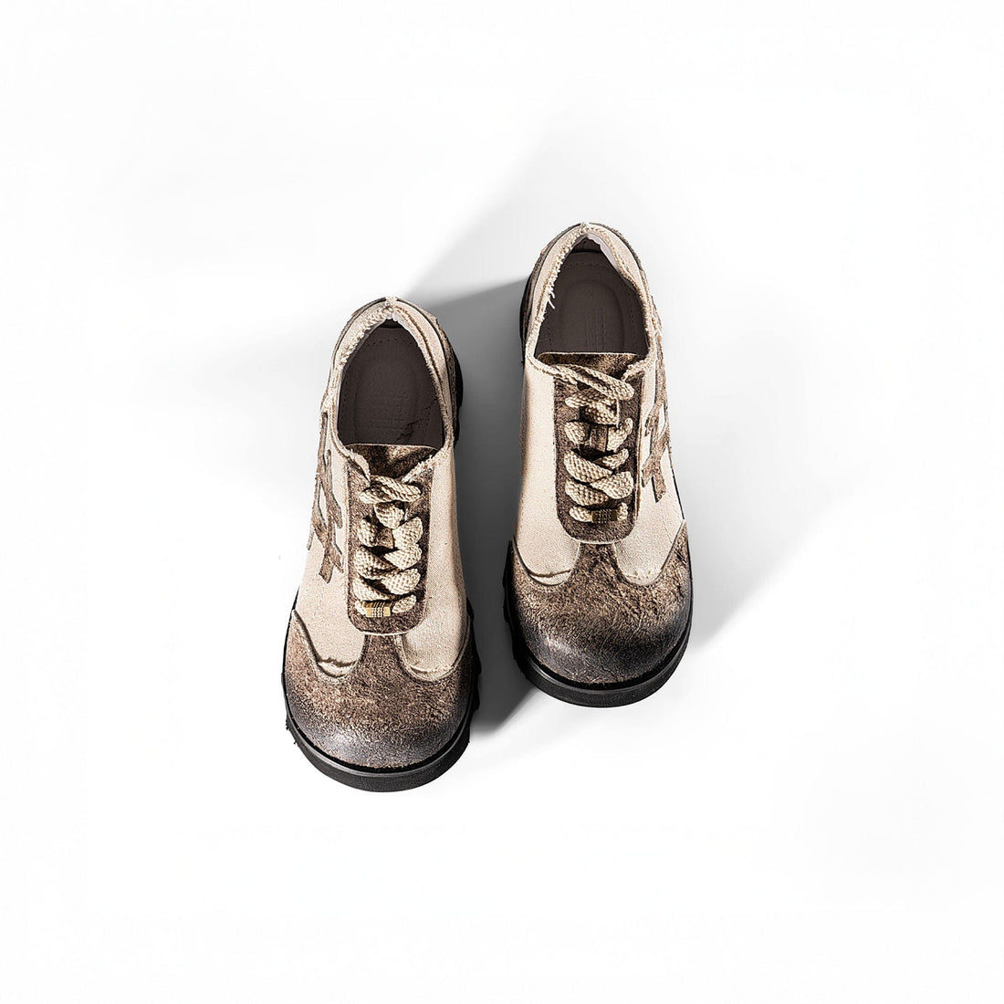 REWRITE Distressed Stitch Panel Chunky Oxfords-Shoes-38.5-Free Shipping Leatheretro