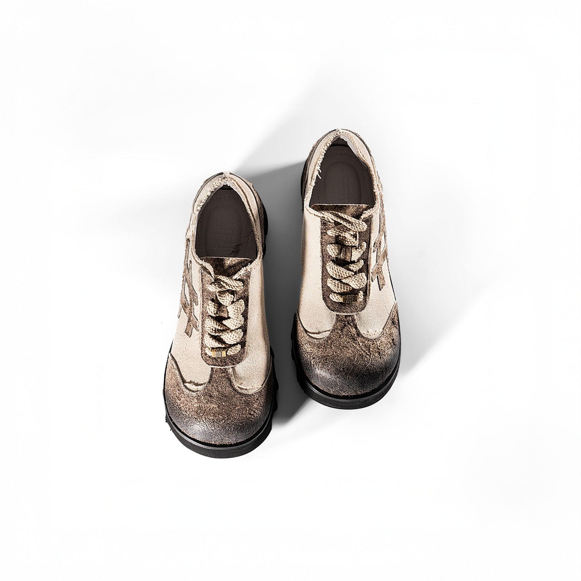 REWRITE Distressed Stitch Panel Chunky Oxfords-Shoes-38.5-Free Shipping Leatheretro