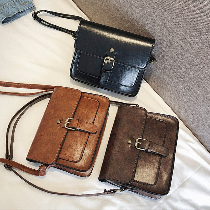 Vintage Women Flap Fashion Casual Leather Shoulder Bags Lady Crossbody Messenger Bag-Handbags-Light Brown-Free Shipping Leatheretro