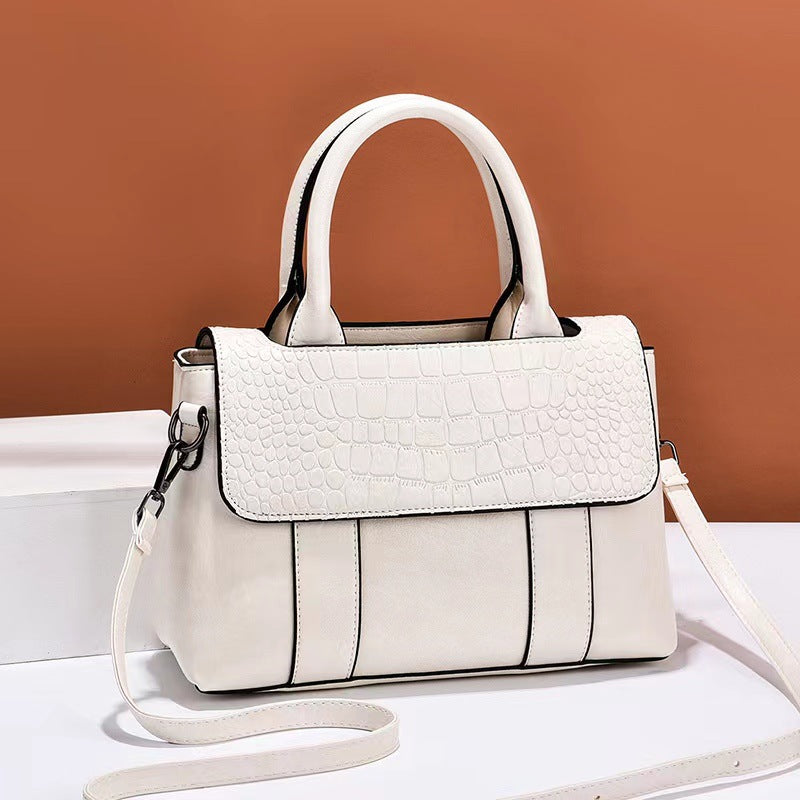 Women's Crossbody Shoulder Bag - Crocodile Pattern Sandwich Zipper Bag-Shoulder Bag-White-Free Shipping Leatheretro