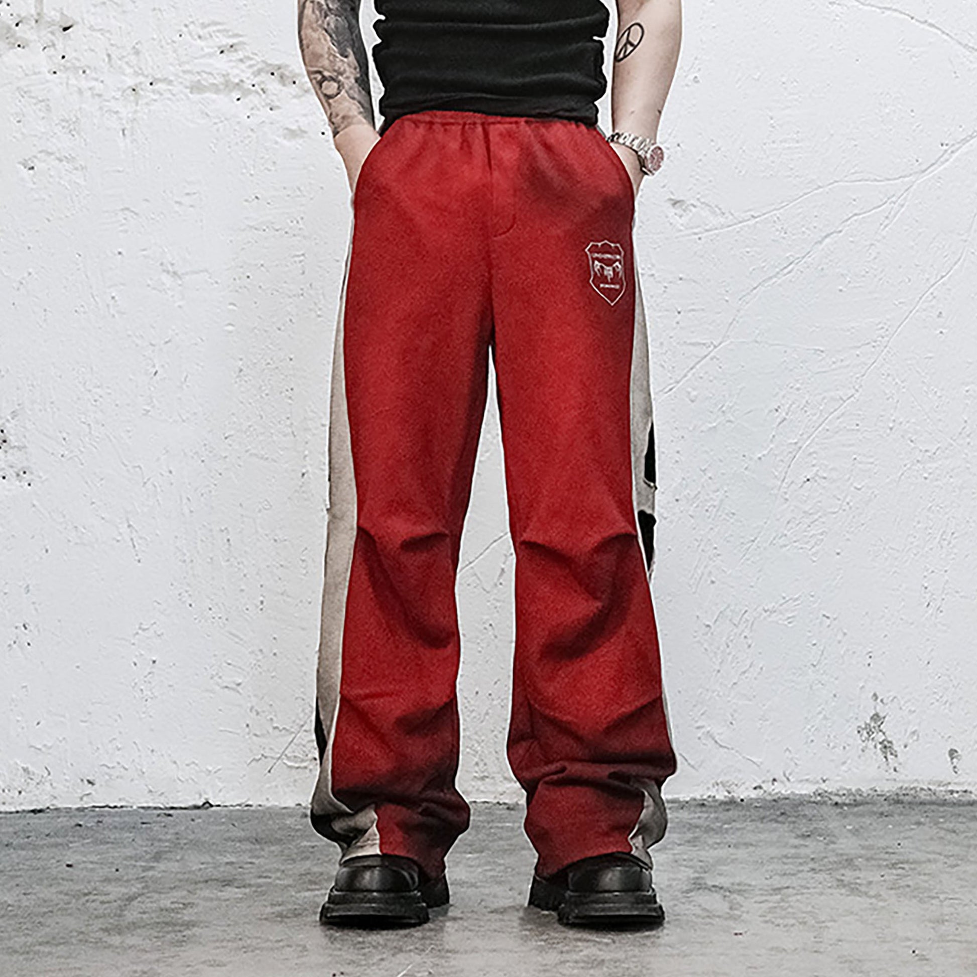 UNDERWATER Skeleton Distressed Contrast Panel Sweatpants-Pants-S-Free Shipping Leatheretro