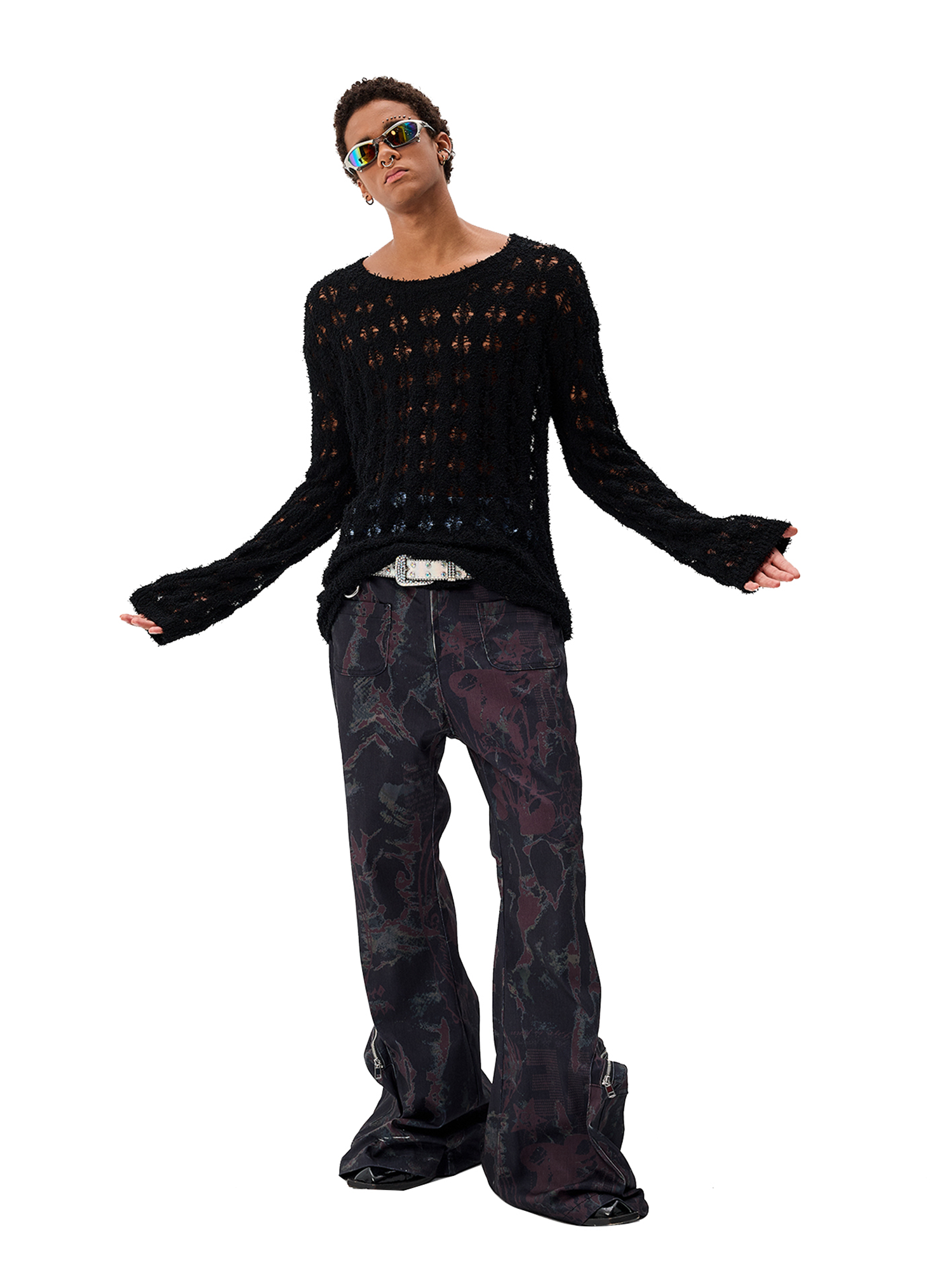 CYCYCY Punk Open-Knit Distressed Sweater-Sweater-S-Black (Preorder)-Free Shipping Leatheretro