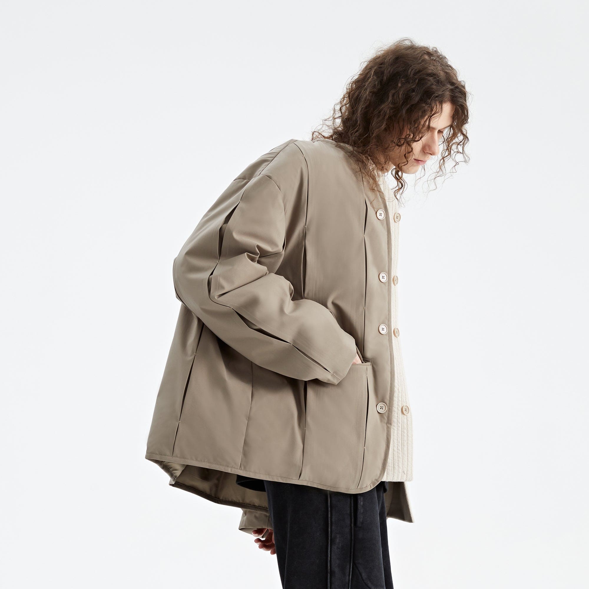 ORGANIC EMOTION Spliced Waterproof Duck Down Scarf Jacket-Jacket-Black-XS-Free Shipping Leatheretro