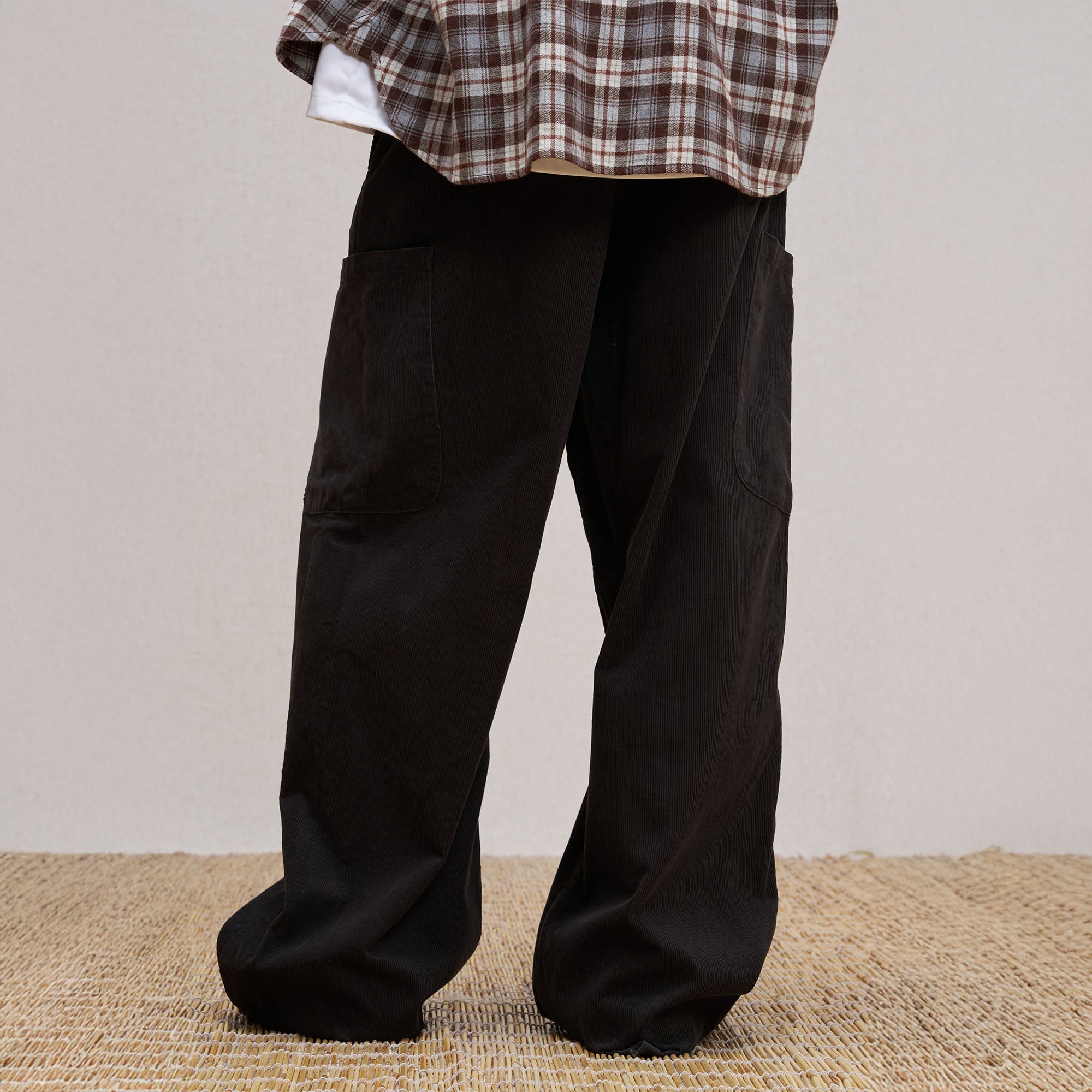 UNLIMITED MOTE Corduroy Pleated Baggy Pants-Pants-S-Beige-Free Shipping Leatheretro