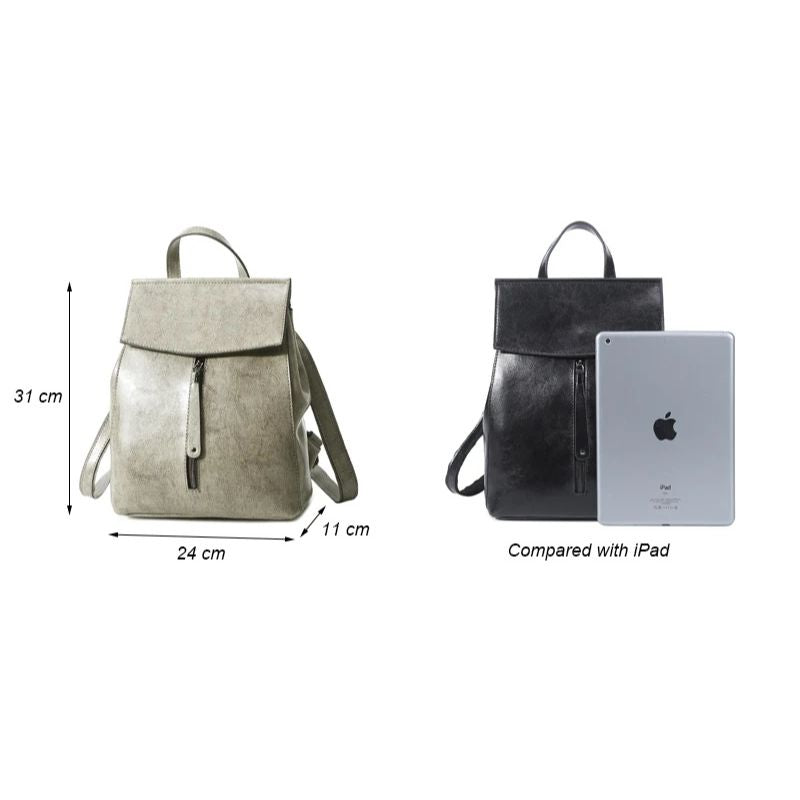 Vintage Genuine Leather Women's Backpack – Travel & Shoulder Bag-Backpacks-Green-Free Shipping Leatheretro