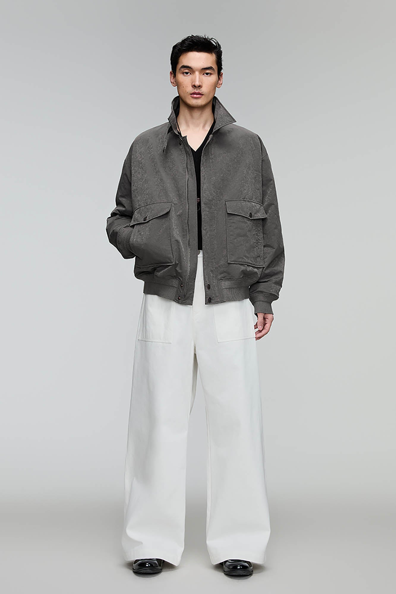 OPICLOTH Retro Stand-Collar Bomber Jacket-Jacket-S-Free Shipping Leatheretro