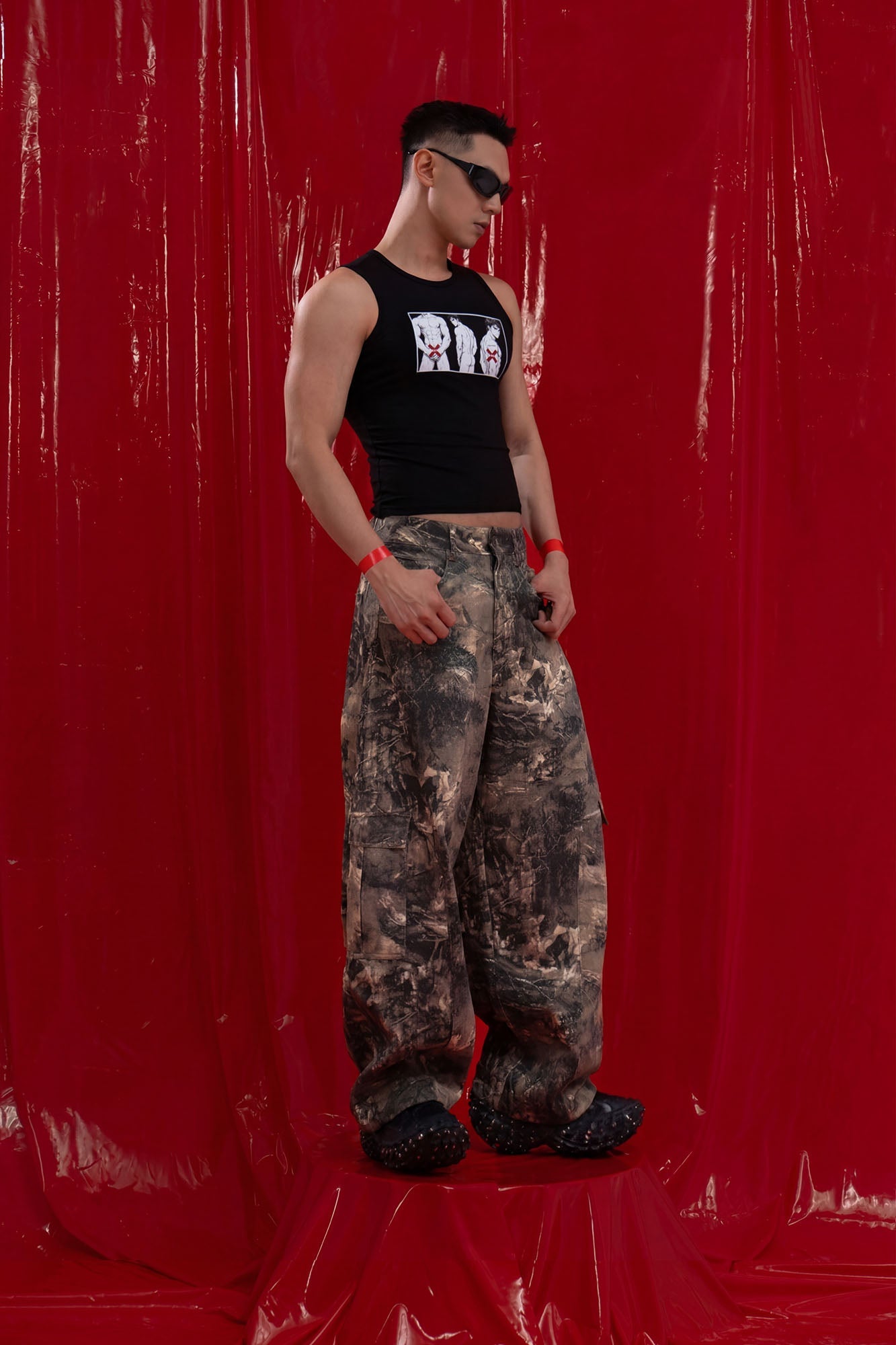 CLP Camo Distressed Panel Cargo Pants-Pants-M-Free Shipping Leatheretro