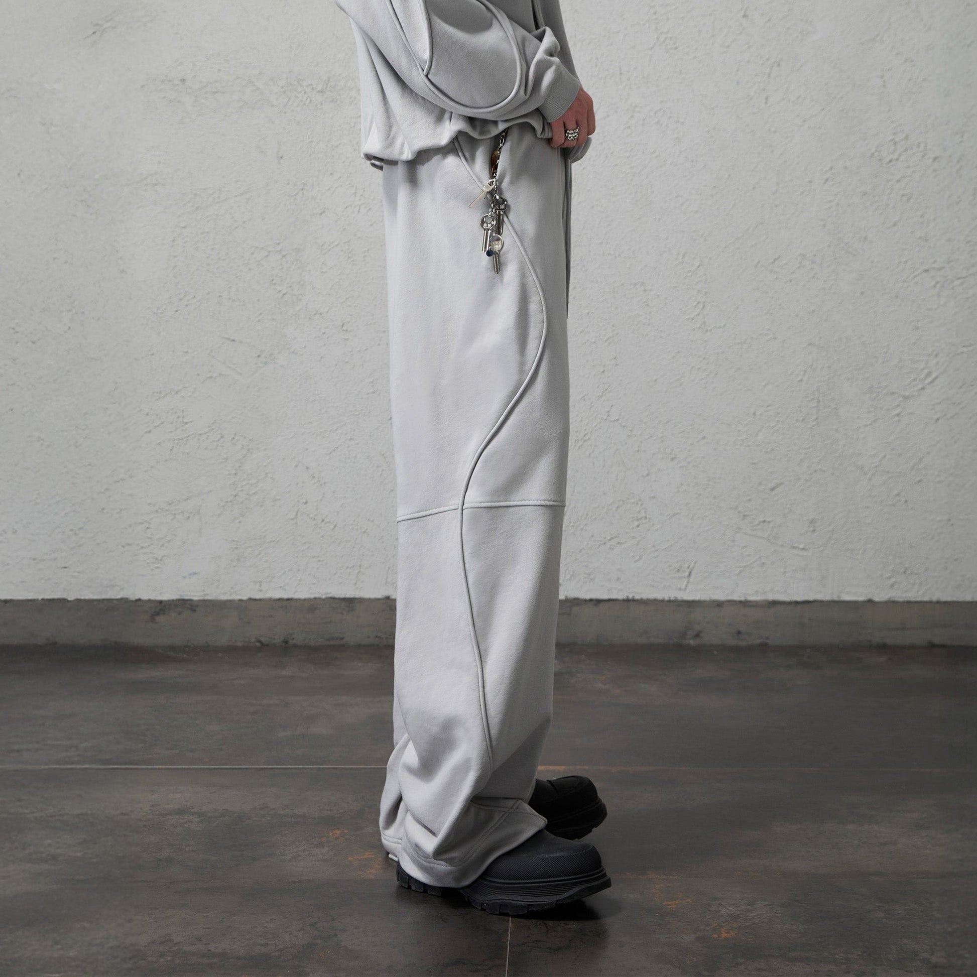 ORGANIC EMOTION Structured Panelled Oversized Sweatpants-Pants-Dark Blue-S-Free Shipping Leatheretro