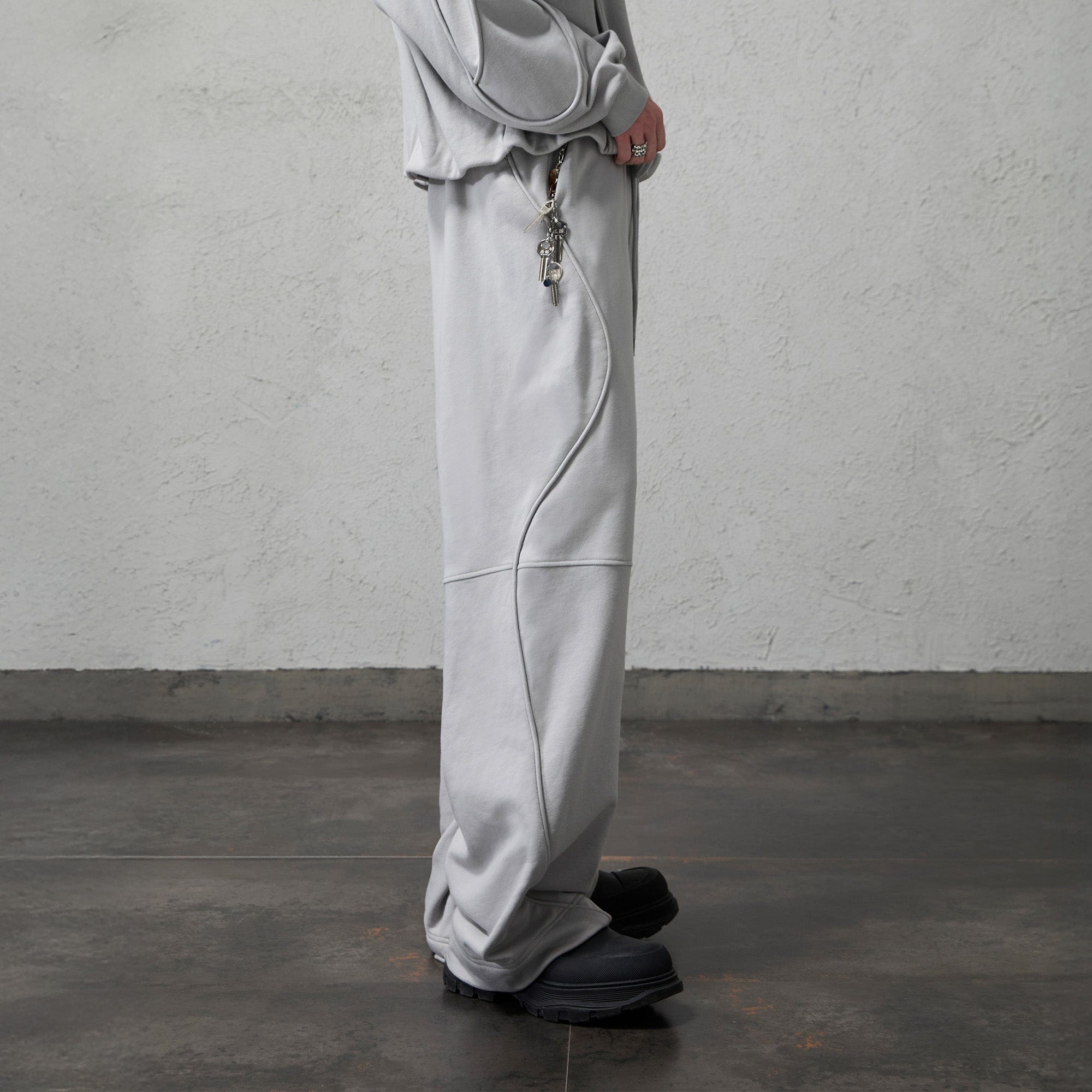 ORGANIC EMOTION Structured Panelled Oversized Sweatpants-Pants-Dark Blue-S-Free Shipping Leatheretro