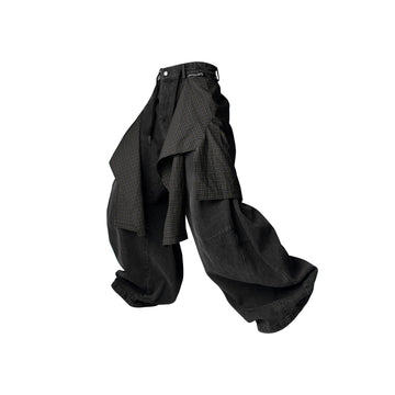 RELABEL Detachable Drape Drawstring Baggy Jeans Black-Jeans-XS-Free Shipping Leatheretro