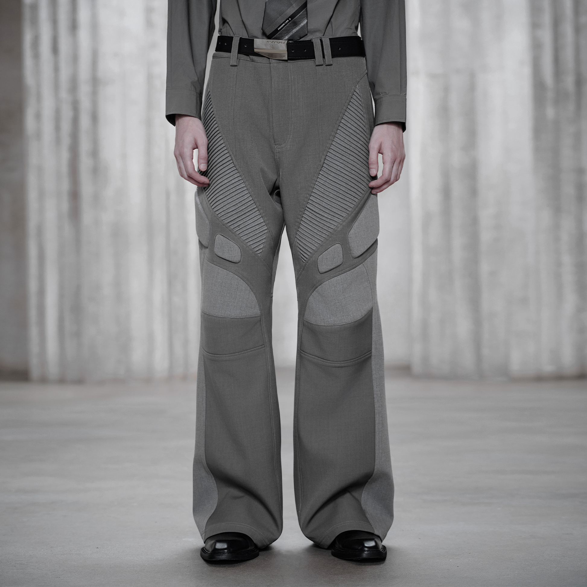 FACEONLAB Paneled Armor Padding Straight-Leg Pants-Pants-M (Preorder)-Free Shipping Leatheretro