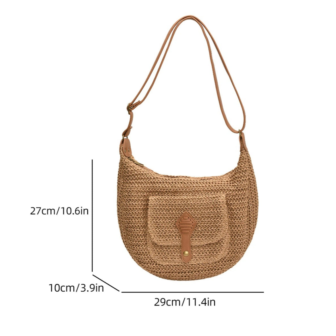 Straw Crossbody Bag Stylish Retro Vacation Look-Handbags-Beige-Free Shipping Leatheretro