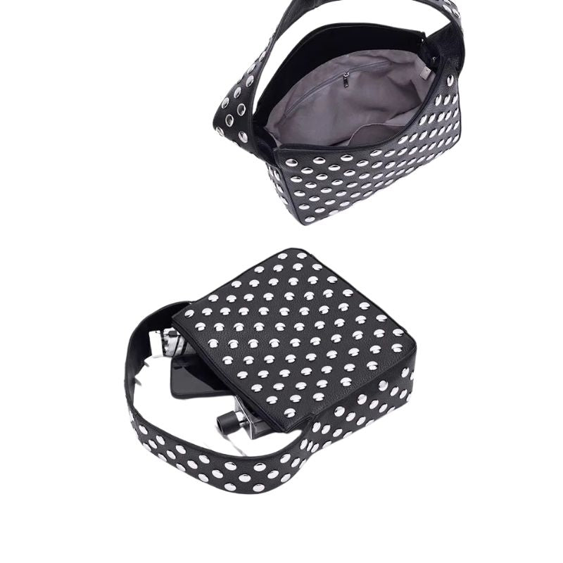 American Style Rivet Armpit Shoulder Bag-Handbags-Black-Free Shipping Leatheretro