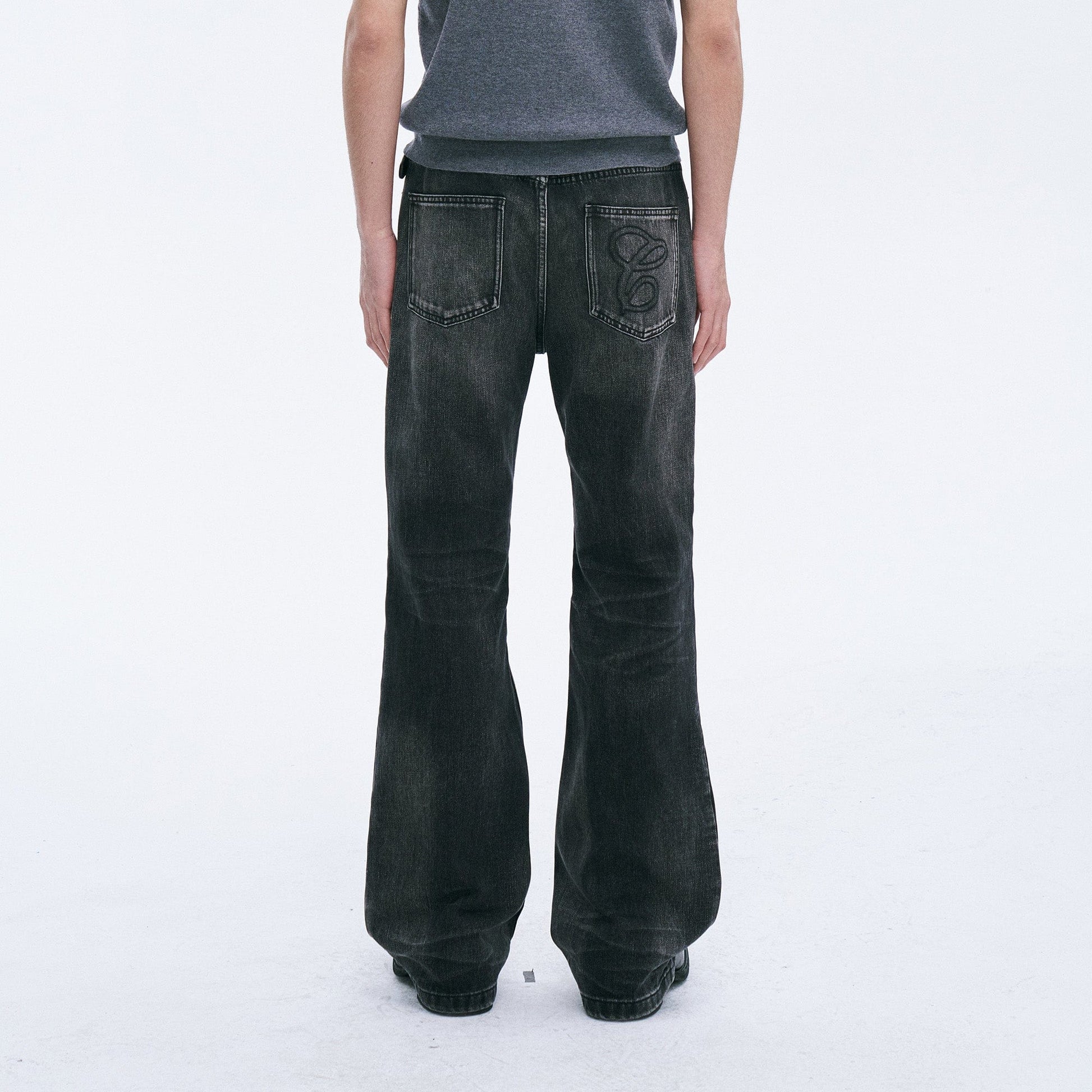 CATSSTAC Whisker Washed Frayed Straight-Leg Jeans-Jeans-S-Free Shipping Leatheretro