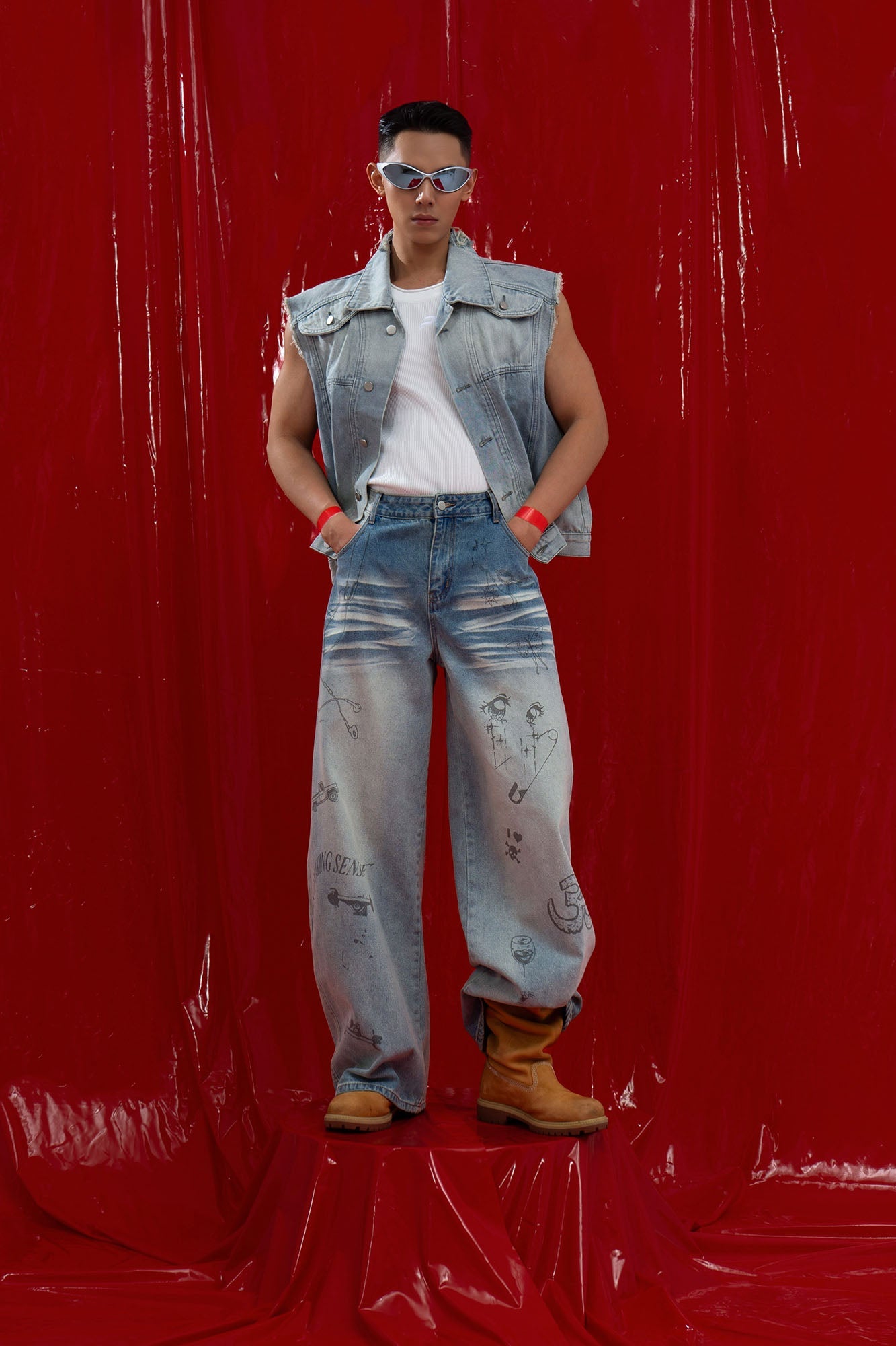 CLP Washed Frayed-Hem Vest-Vest-M (Preorder)-Free Shipping Leatheretro