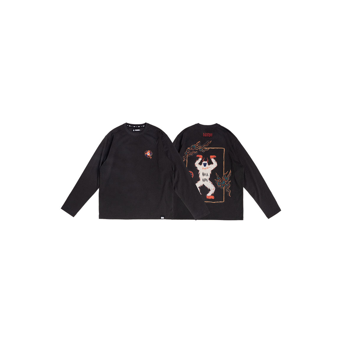 NERHI Mural Graphic Long-Sleeve Tee-L/S Tee-S-Black (Preorder)-Free Shipping Leatheretro