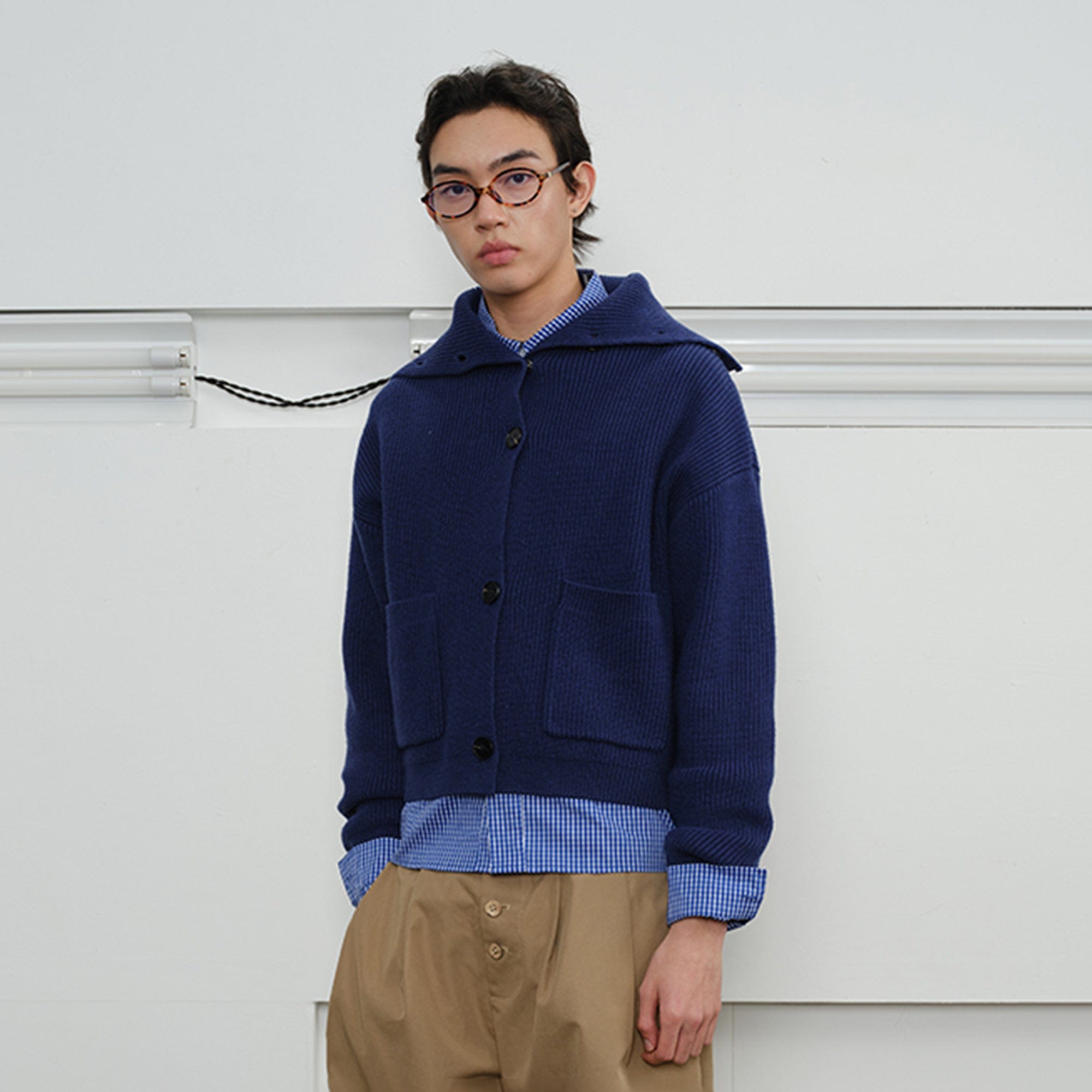 KREATE High-Collar Big-Pocket Button-Up Knitted Jacket-Jacket-S-Green-Free Shipping Leatheretro