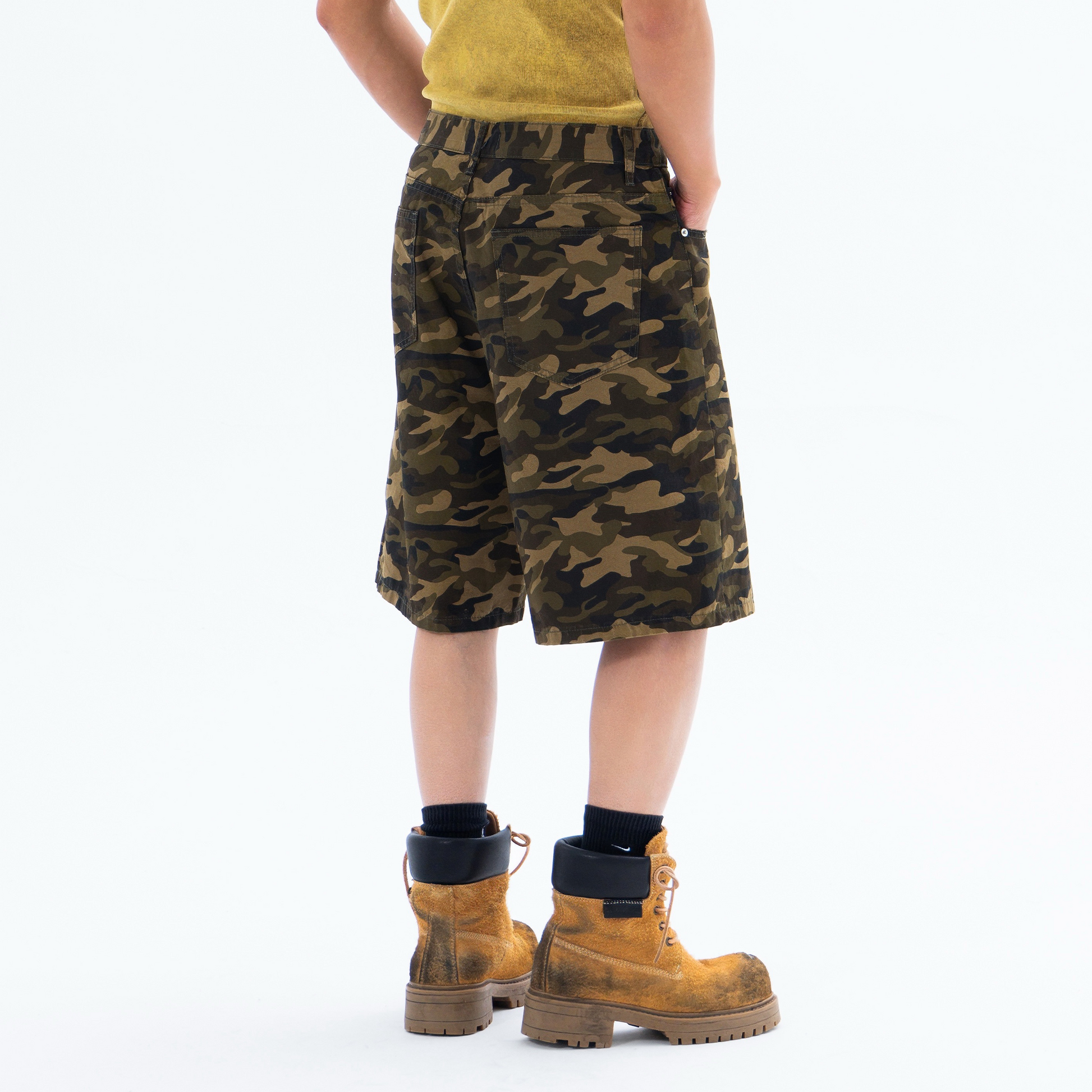 CLP Retro Camo Metal Clasp Denim Shorts-Shorts-S / 28"-Free Shipping Leatheretro