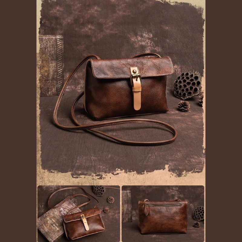 Vintage Genuine Leather Crossbody Bag for Women-Handbags-Coffee-Free Shipping Leatheretro