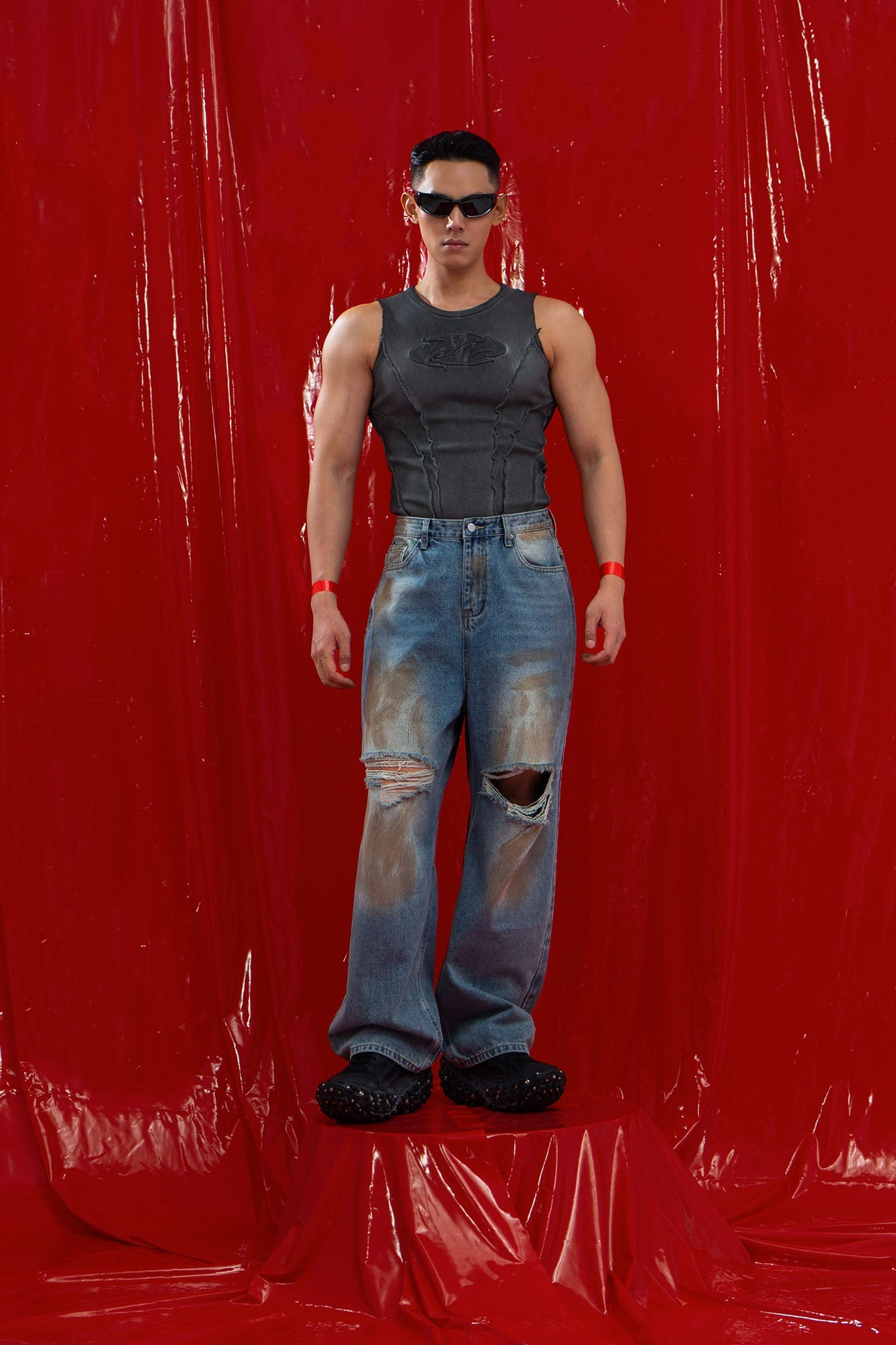 CLP Ribbed Frayed Hem Slim Vest-Vest-M-Free Shipping Leatheretro