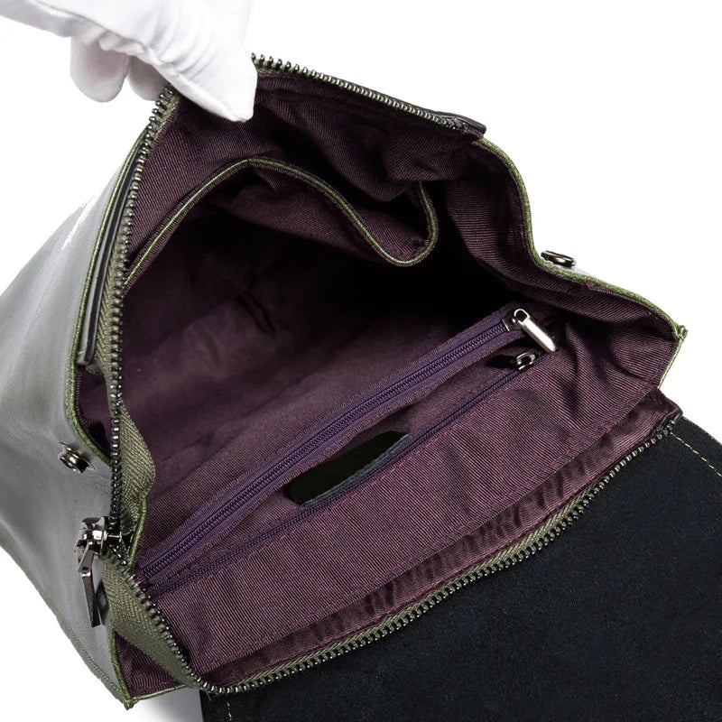 Oil Wax Cowhide Leather Backpack - Rucksack Knapsack CrossBody Bags-Crossbody Bag-Brown-Free Shipping Leatheretro