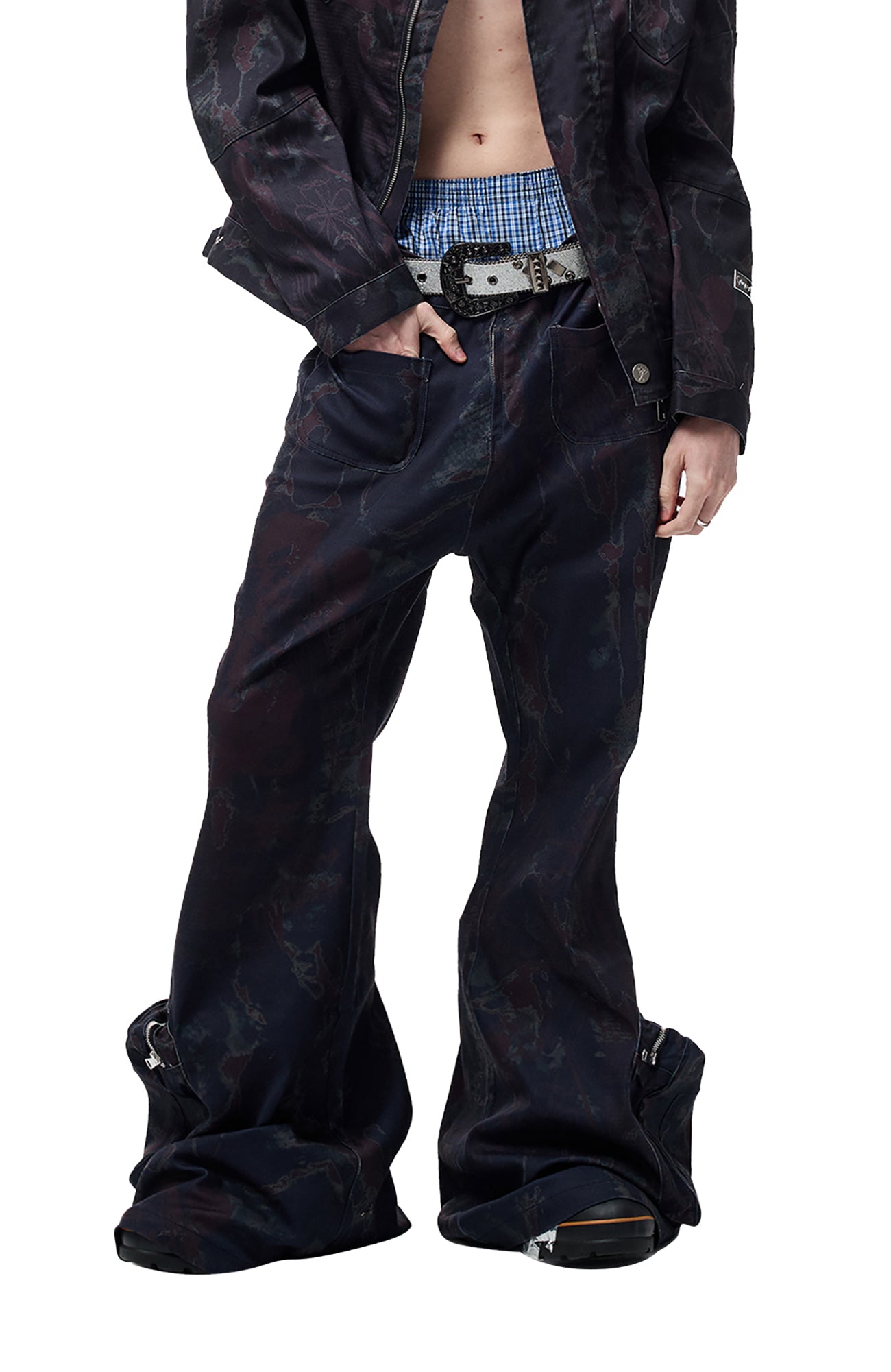CYCYCY Abstract Graphic Cargo Flared Jeans-Jeans-XXS / 27"-Free Shipping Leatheretro