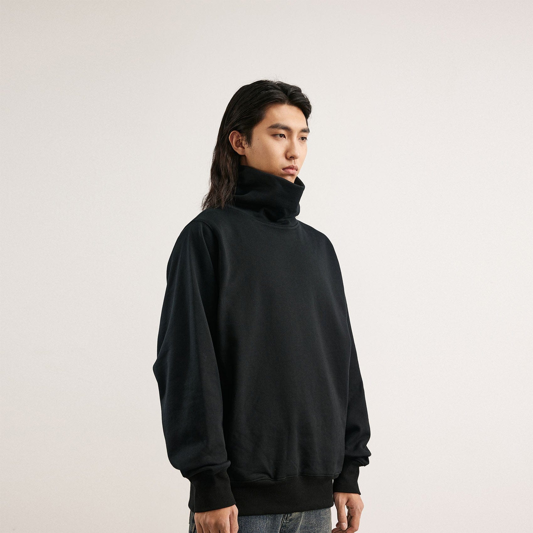 BONELESS High Collar Classic Sweatshirt-Sweatshirt-S-Apricot-Free Shipping Leatheretro