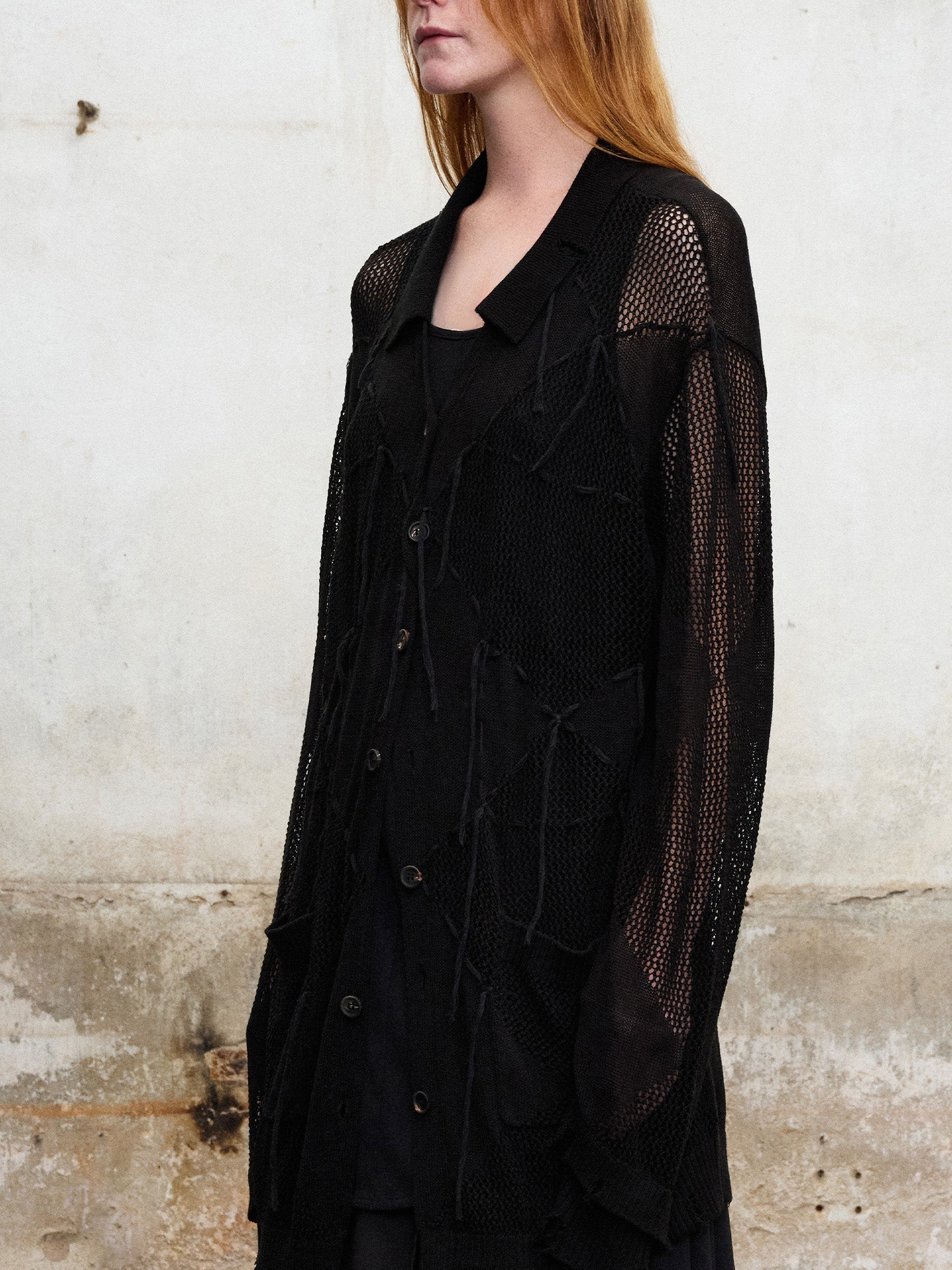 ILNya Nieternite Nifutur Distressed Diamond Mesh Spliced Cardigan-Jacket-S (0)-Free Shipping Leatheretro